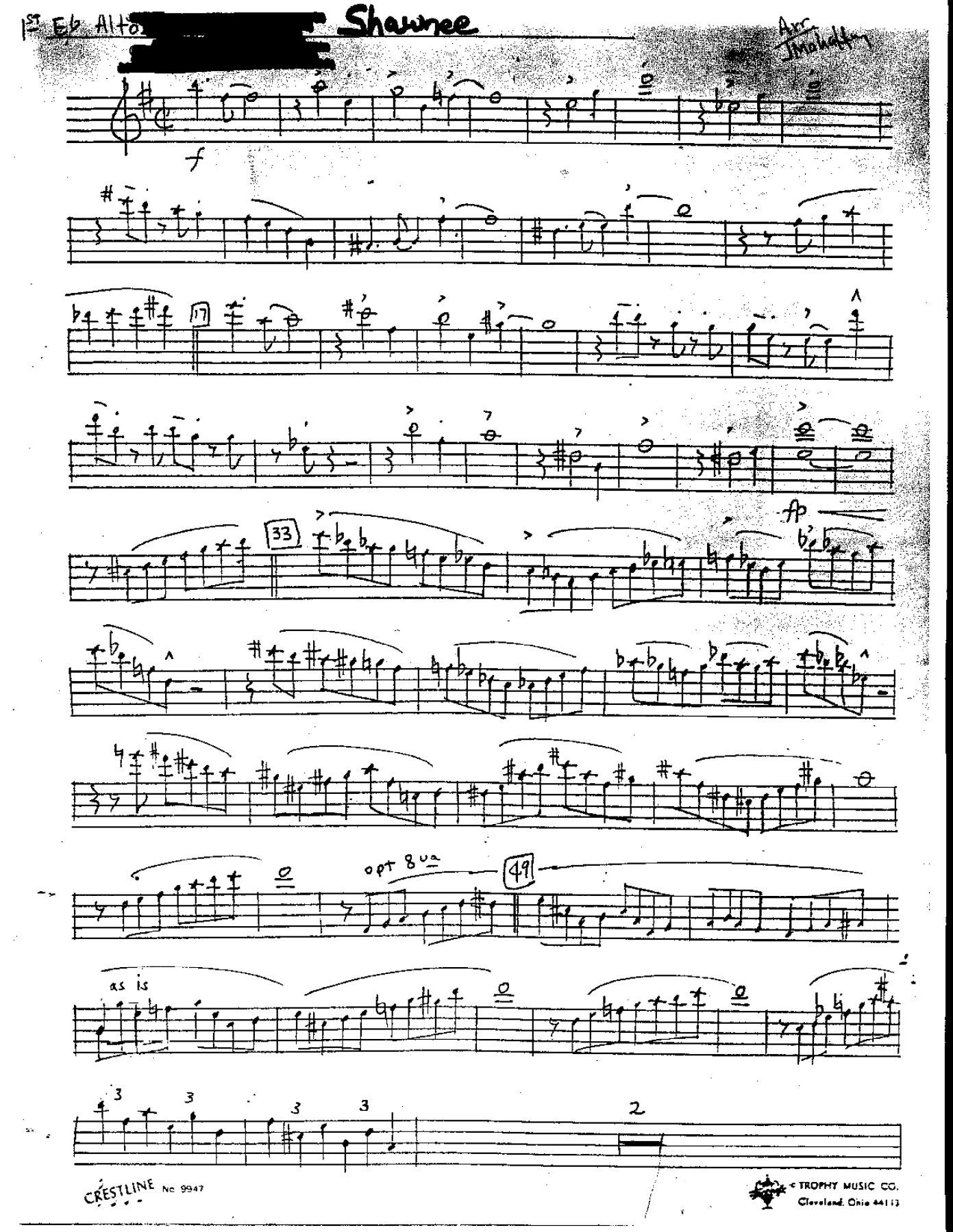 Shawnee (J.Mahaffey) Doc Severinsen — Big Band sheet music arranged by Doc Severinsen | Jazz Standard