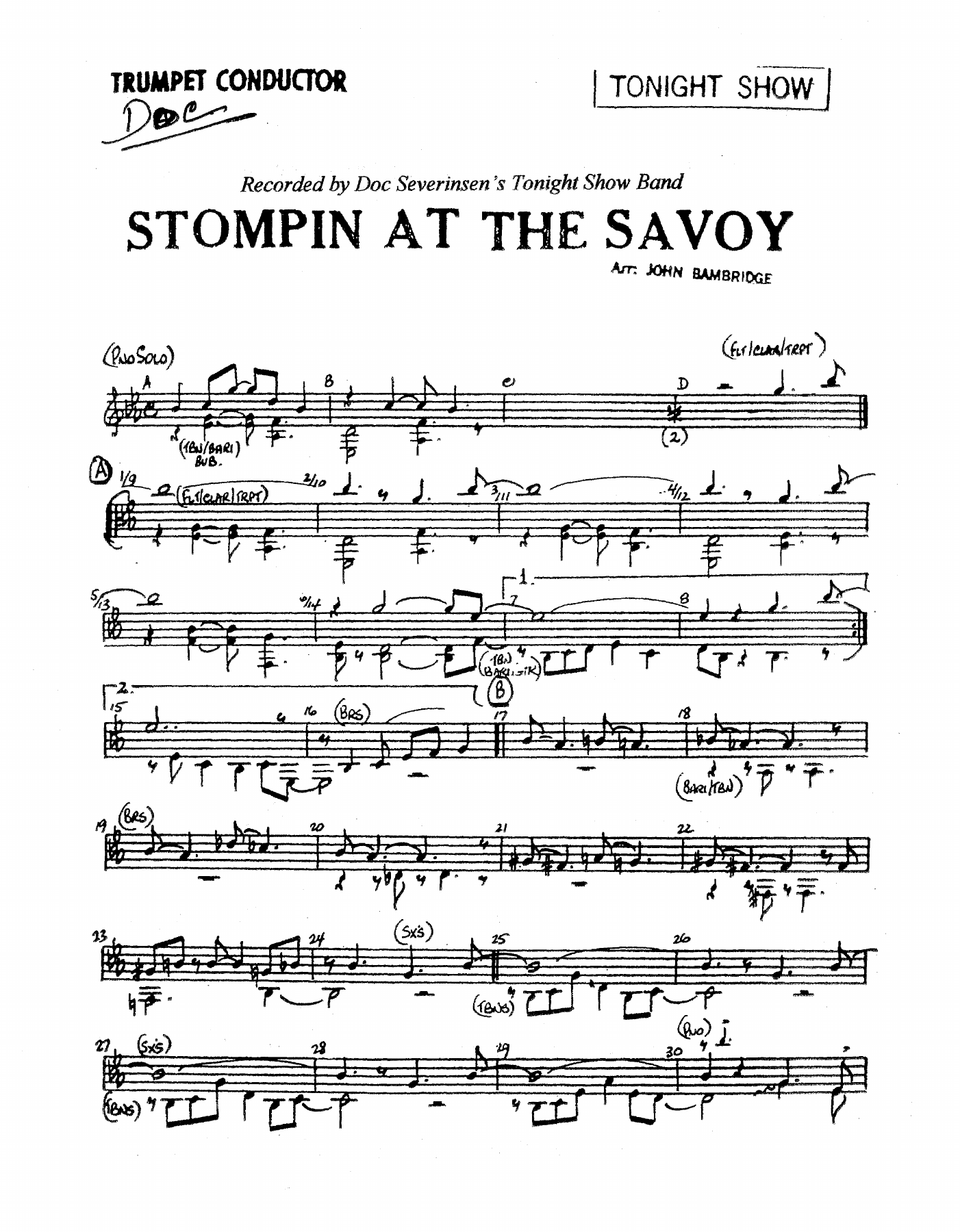 Stompin' At The Savoy (J.Bambridge) D.Severinsen — Big Band sheet music arranged by Doc Severinsen | Jazz Standard