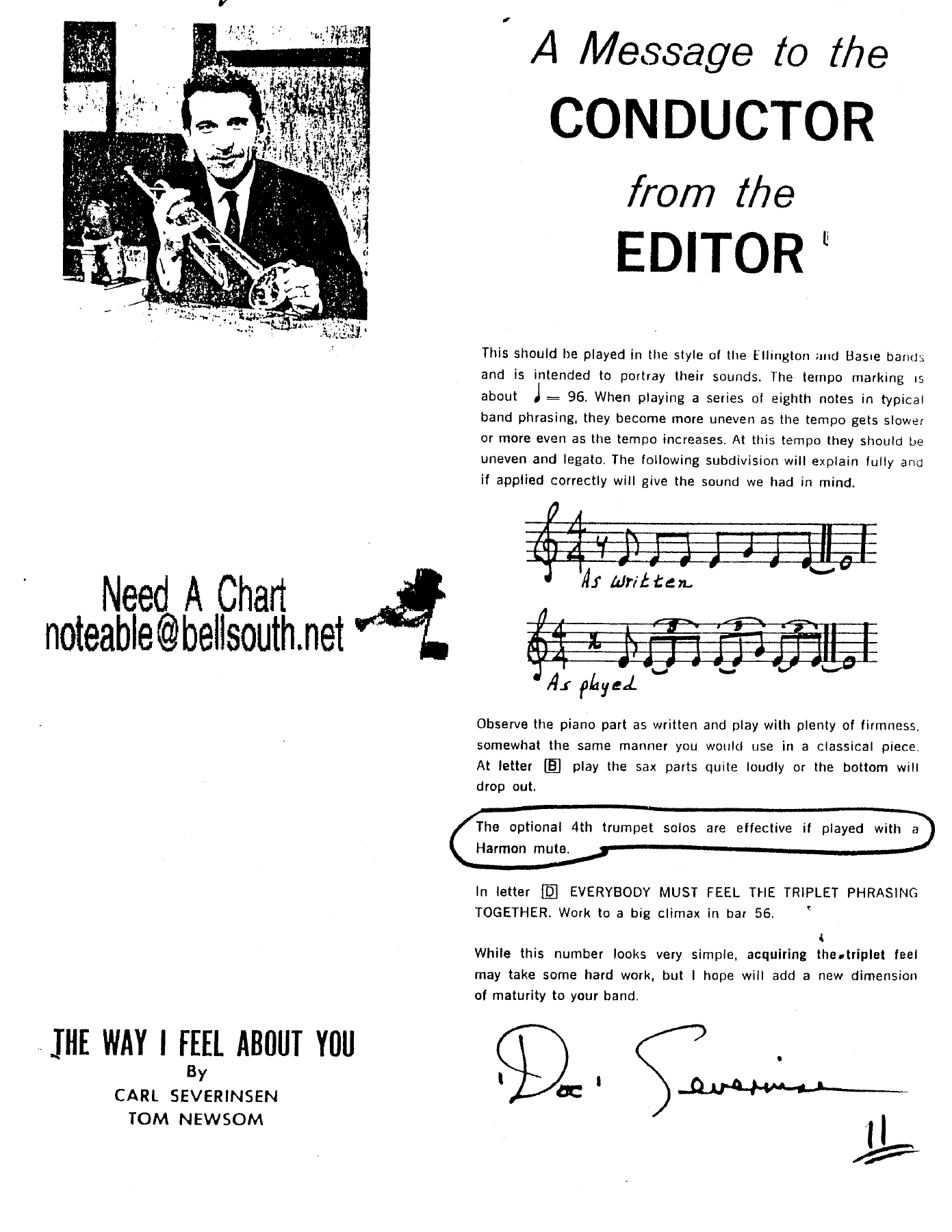 The Way I Feel About You — Big Band sheet music arranged by D.Severinsen | Jazz Standard