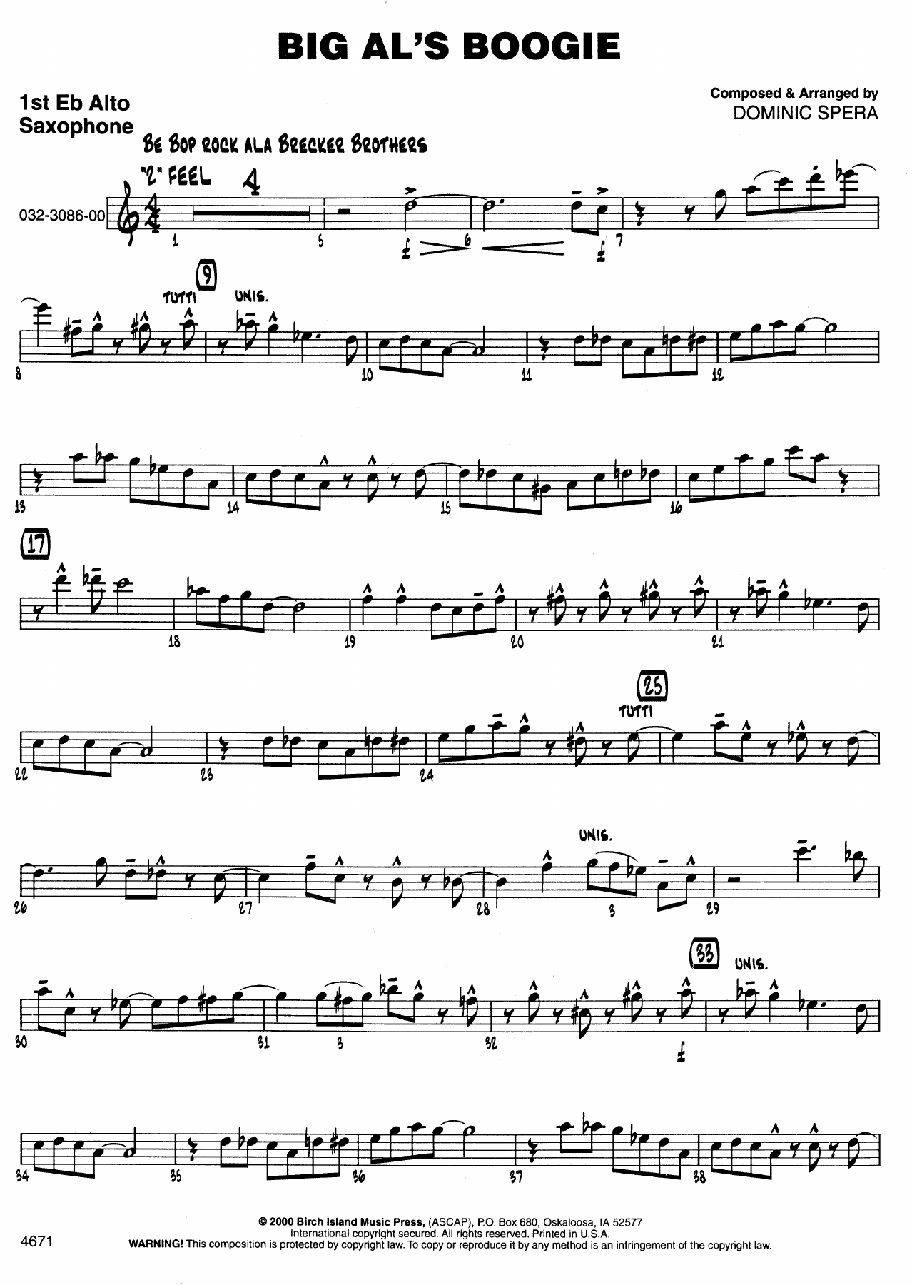 Big Al's Boogie — sheet music cover (first page)