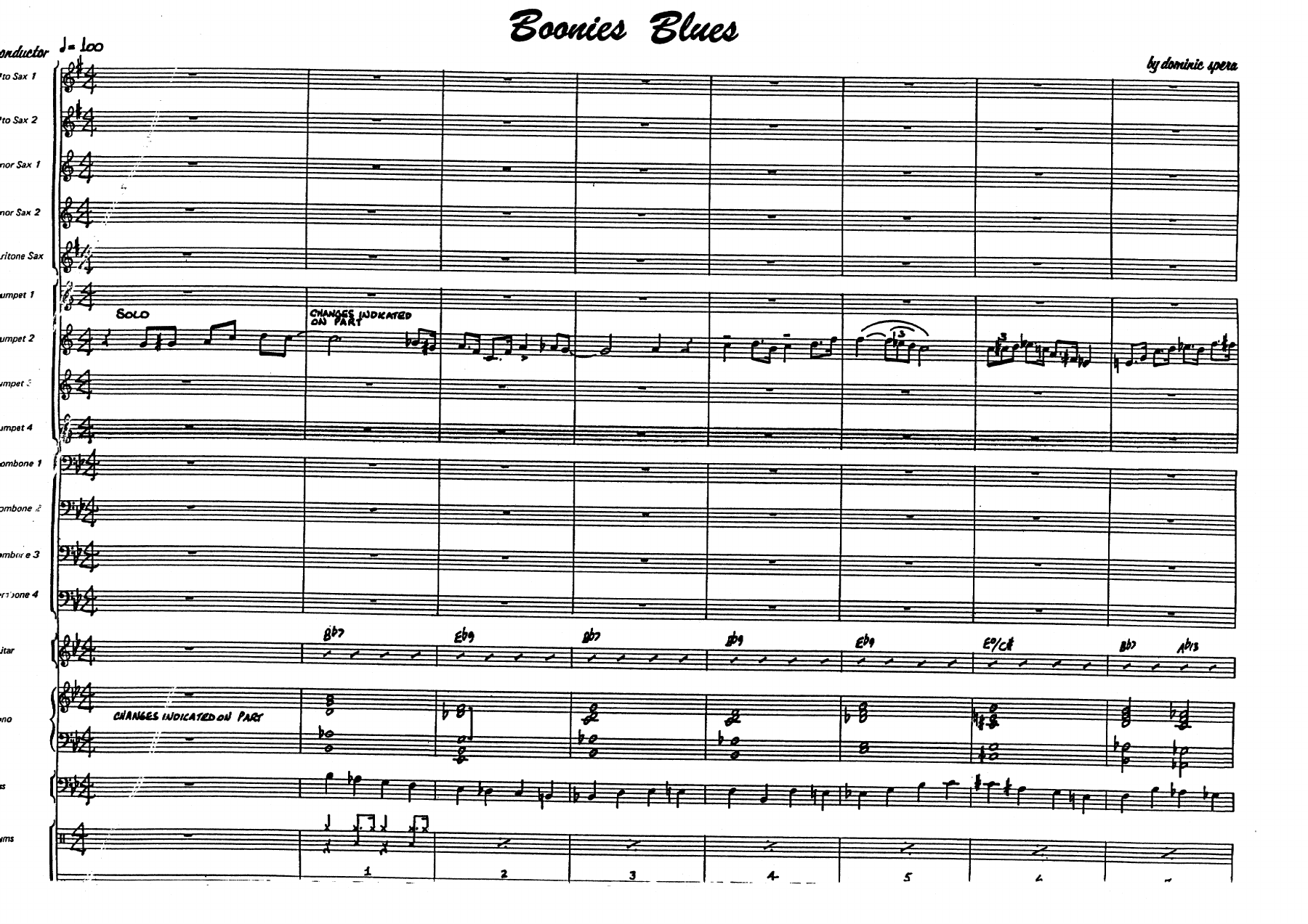 Boonies Blues — sheet music cover (first page)