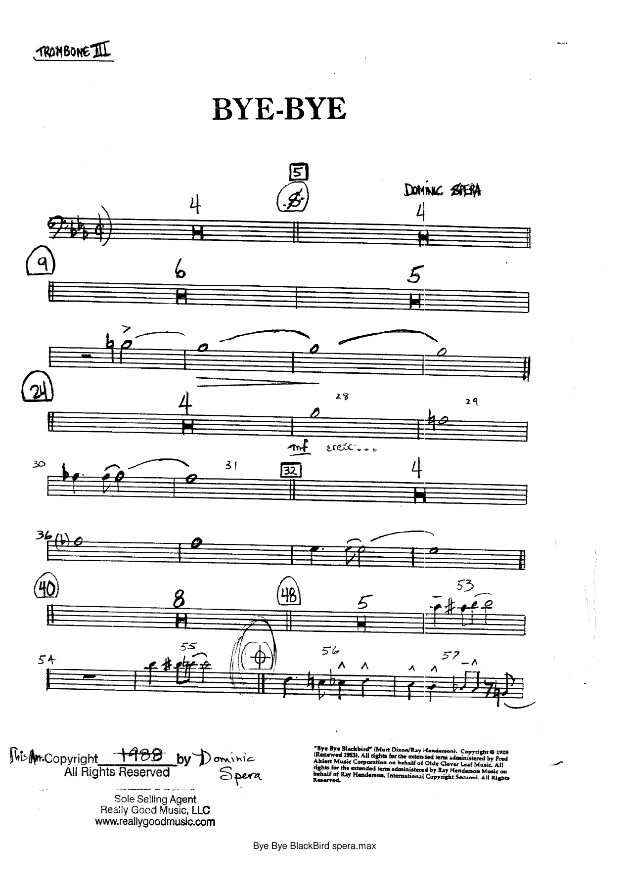 Bye Bye BlackBird (D.Spera) 95 — sheet music cover (first page)