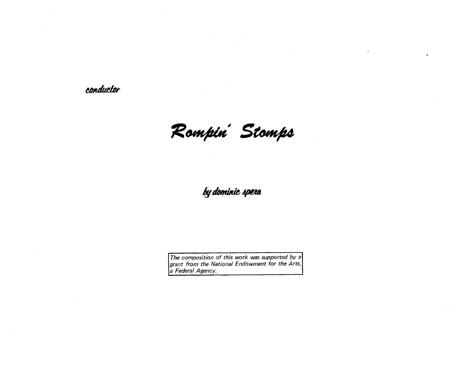Rompin' Stomps — sheet music cover (first page)