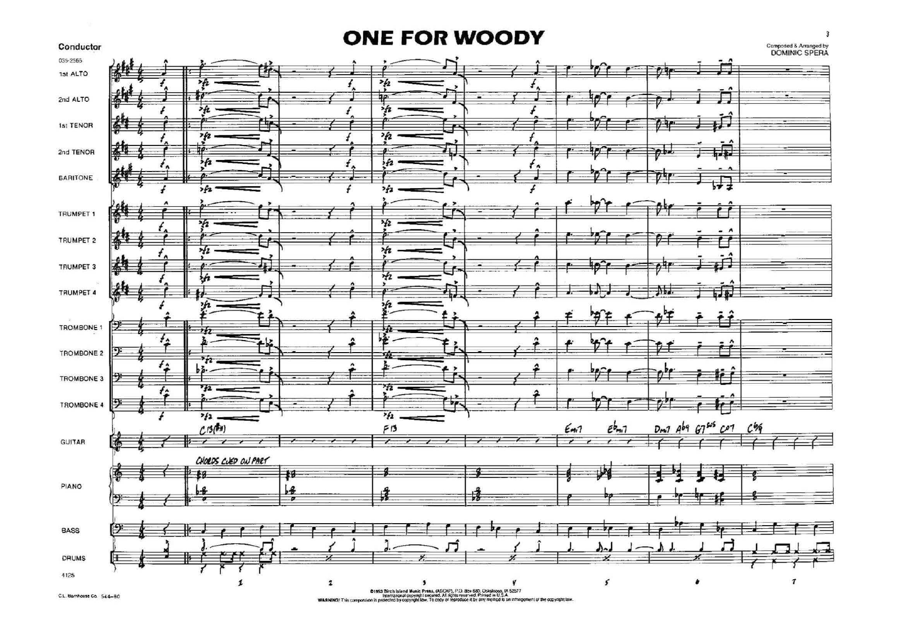 One For Woody — sheet music cover (first page)