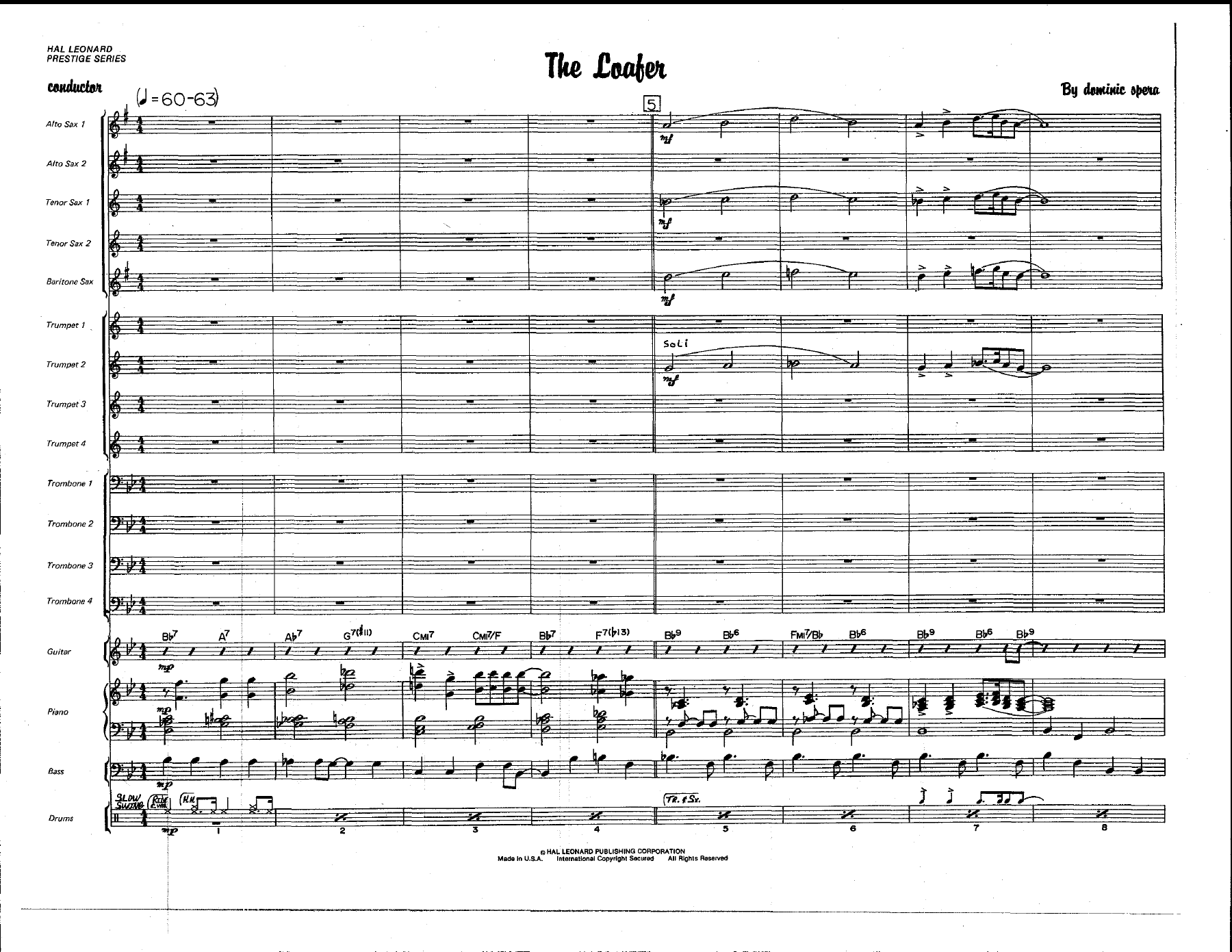 The Loafer — Big Band sheet music arranged by D.Spera | Jazz Standard