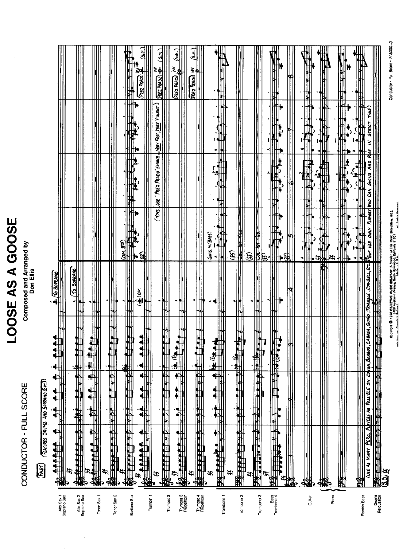 Loose As A Goose — Big Band sheet music arranged by D.Ellis | Jazz Standard