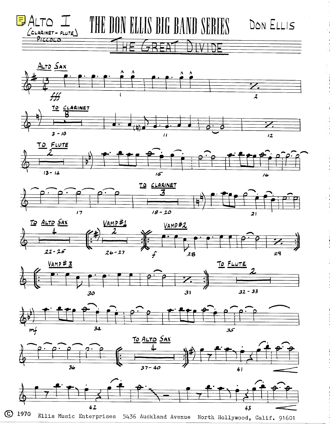 The Great Divide — sheet music cover (first page)