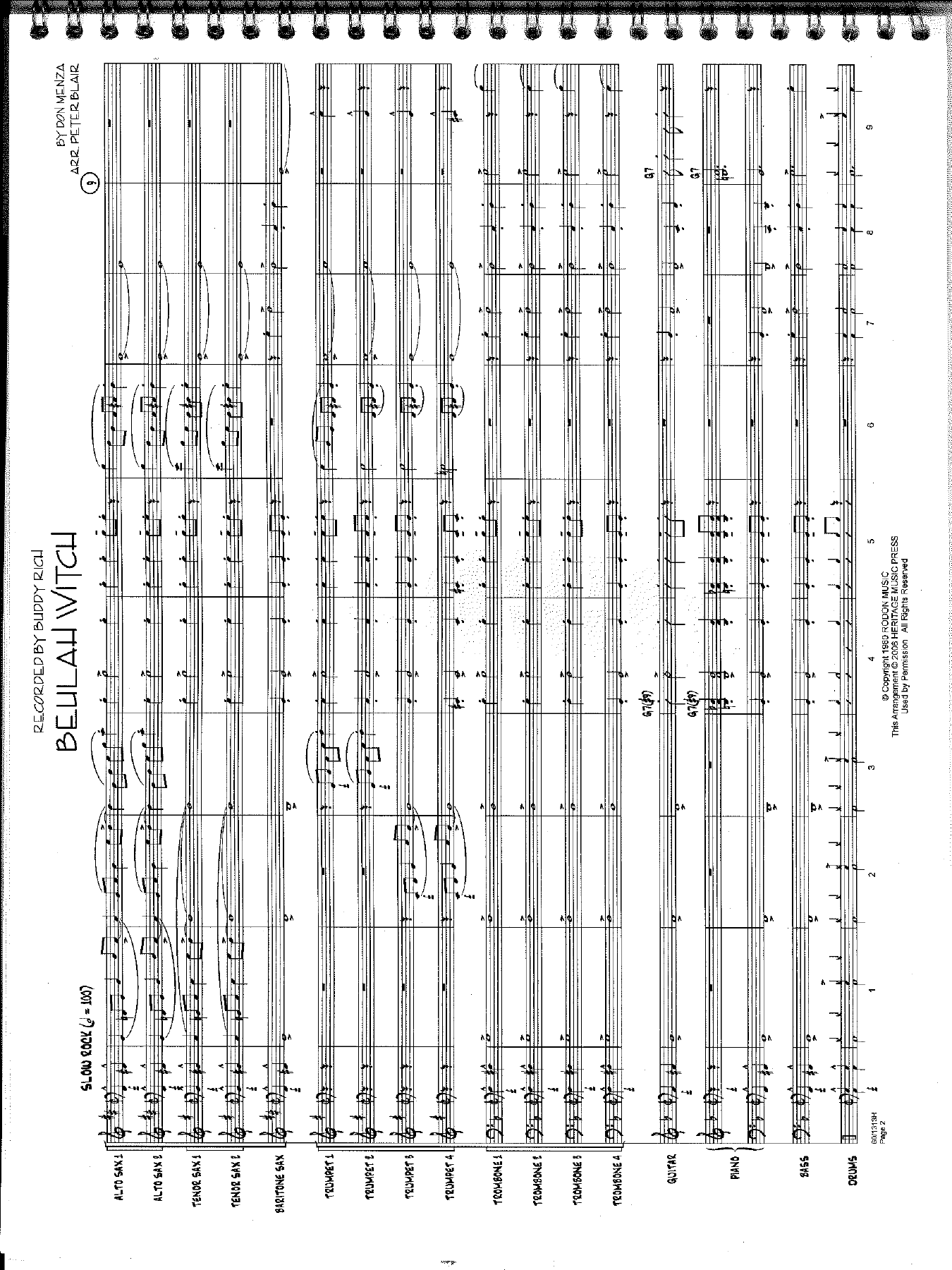 Beulah Witch — sheet music cover (first page)