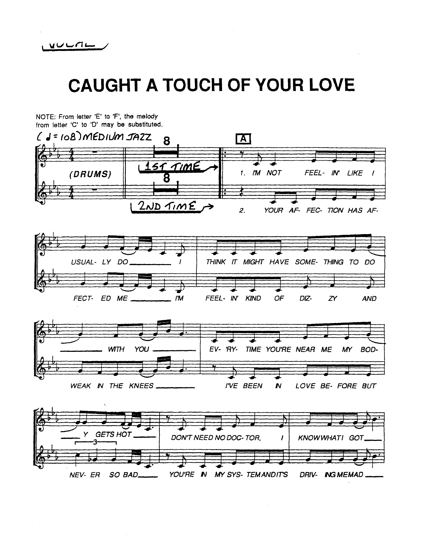 Caught A Touch Of Your Love (D.Menza) (C.Basie) D.Schuur — sheet music preview