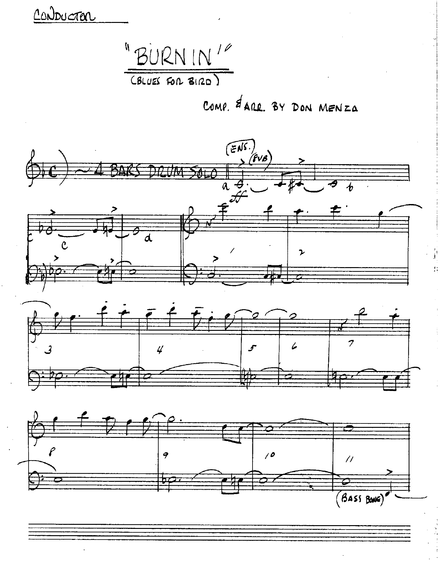 Burnin' Blues For Bird — sheet music cover (first page)