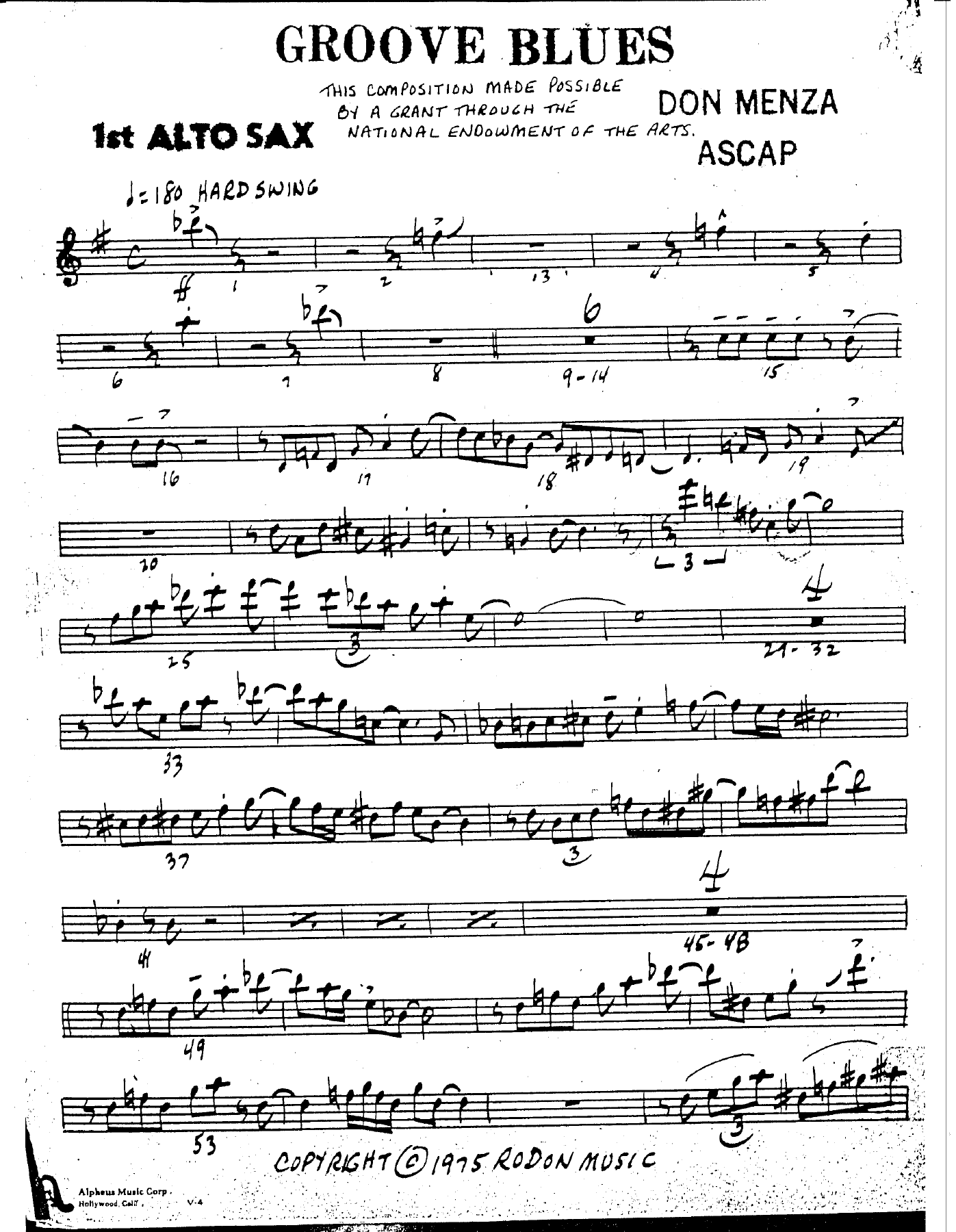Groove Blues — Big Band sheet music arranged by D.Menza | Jazz Standard