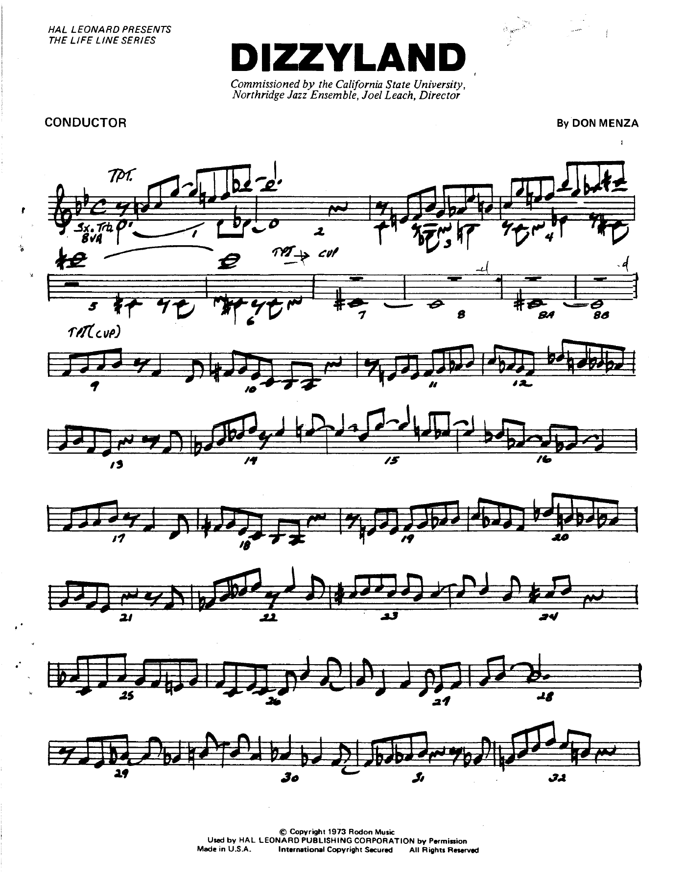Dizzyland — sheet music cover (first page)