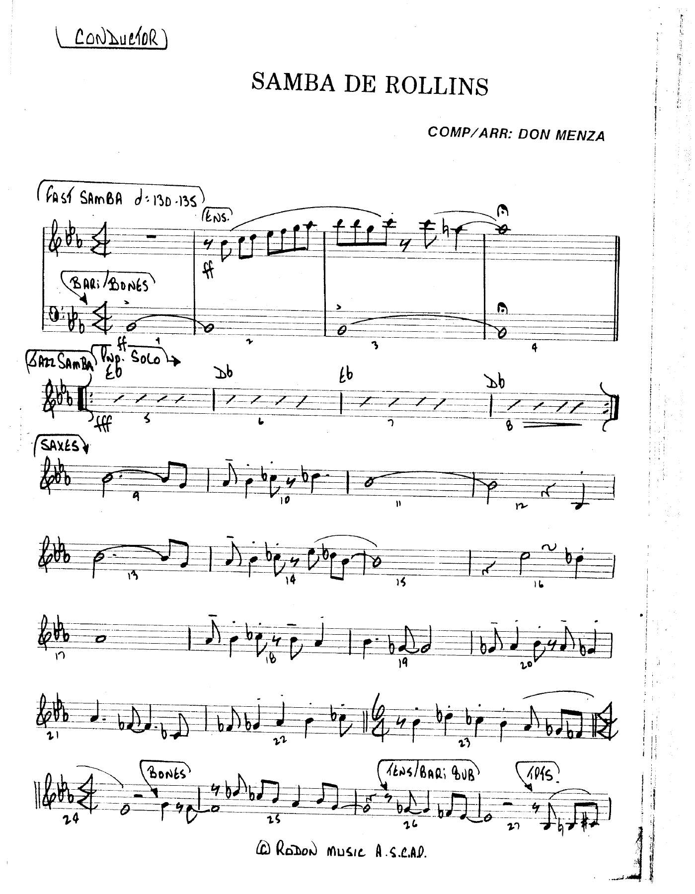 Samba De Rollins — sheet music cover (first page)