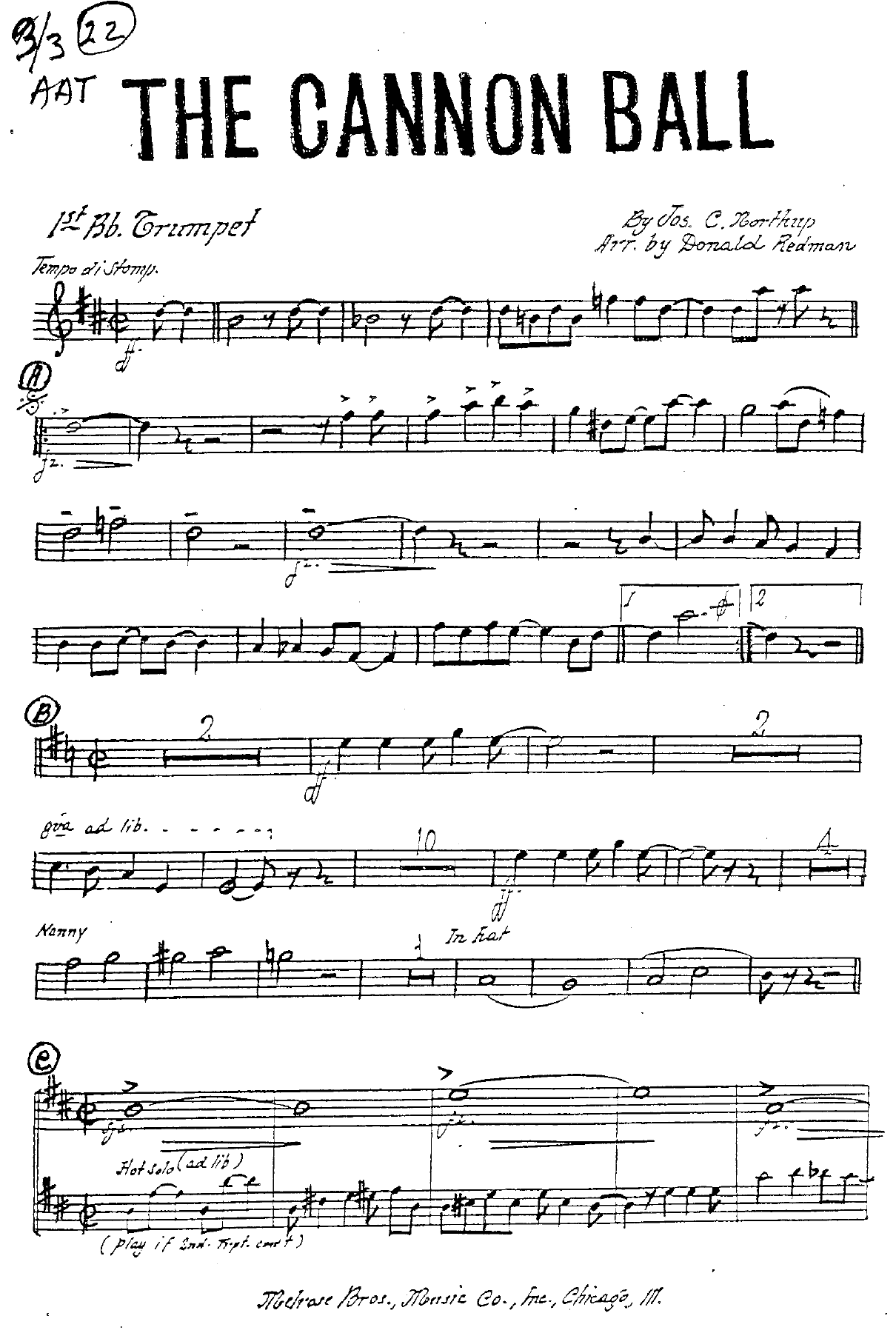 The Cannon Ball — sheet music cover (first page)