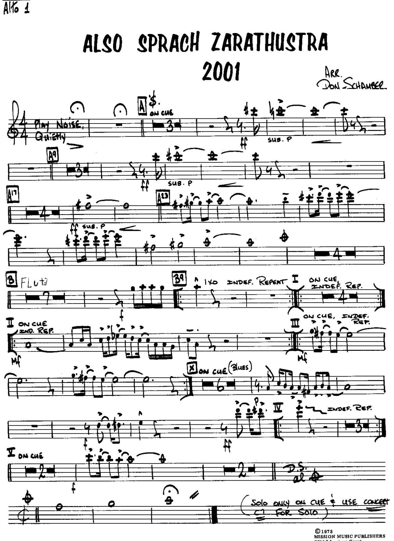 Also Sprach Zarathustra 2001 — sheet music preview