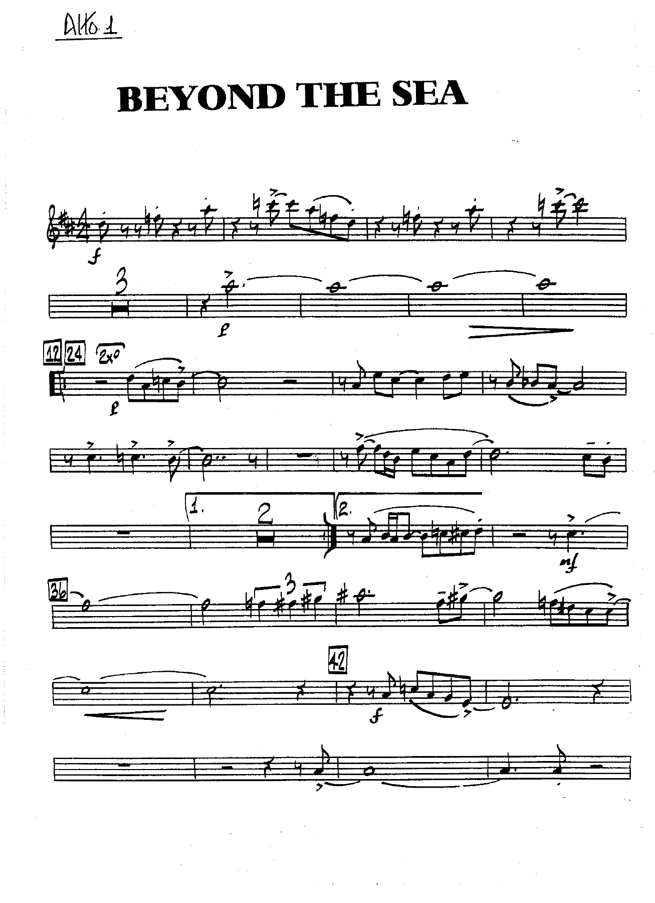 Beyond The Sea — Big Band sheet music arranged by D.Schamber | Jazz Standard