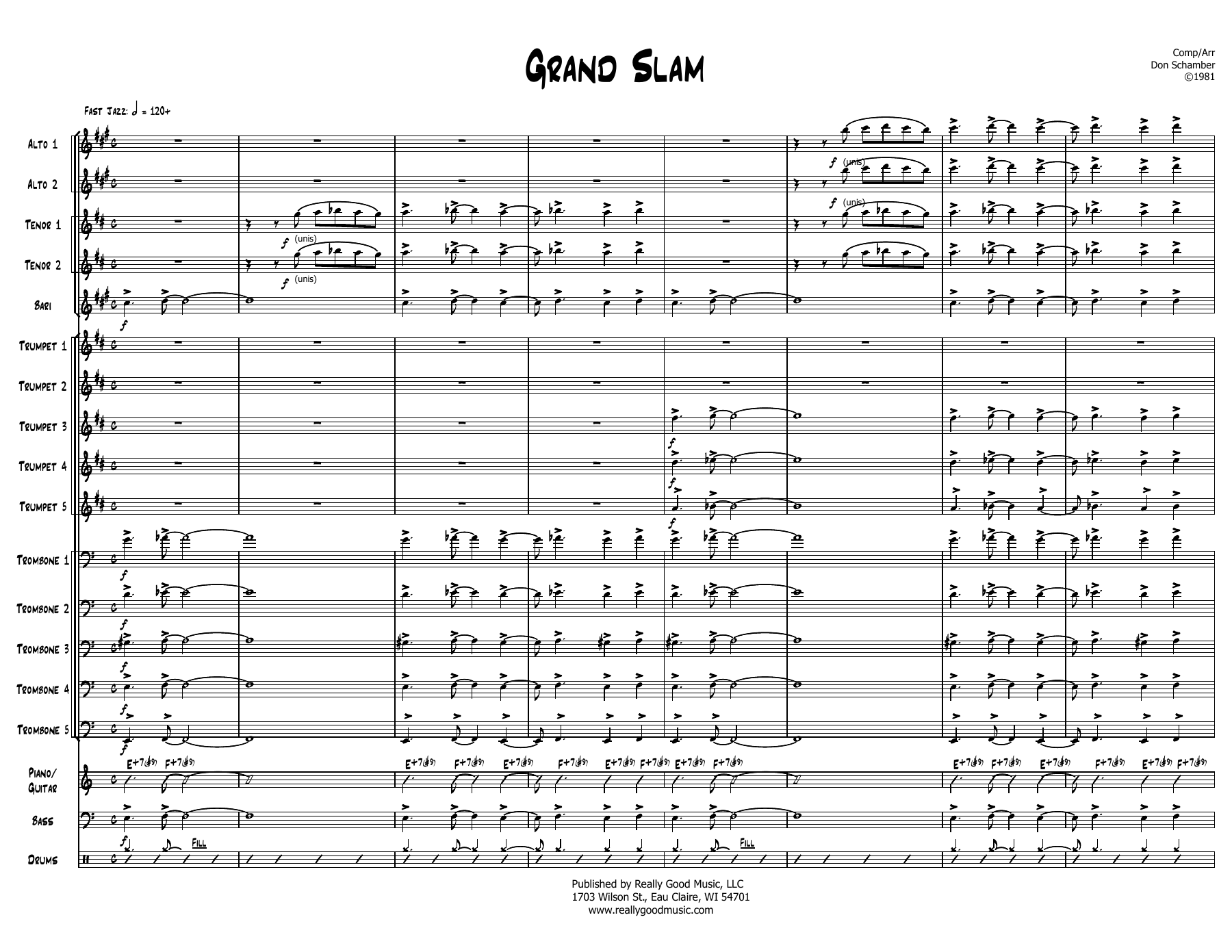 Grand Slam — Big Band sheet music arranged by D.Schamber | Jazz Standard