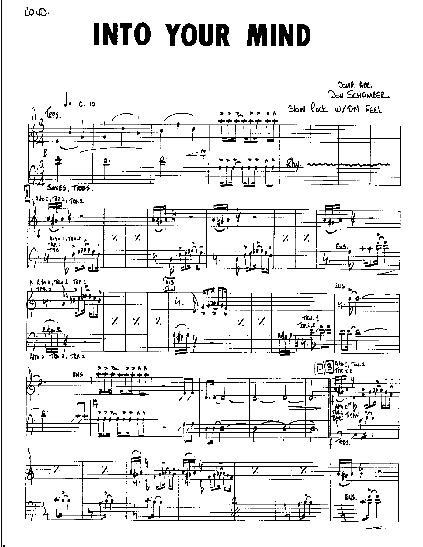Into Your Mind — sheet music cover (first page)