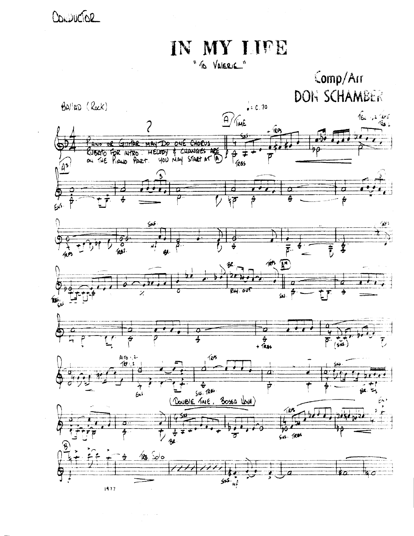 In My Life — sheet music cover (first page)