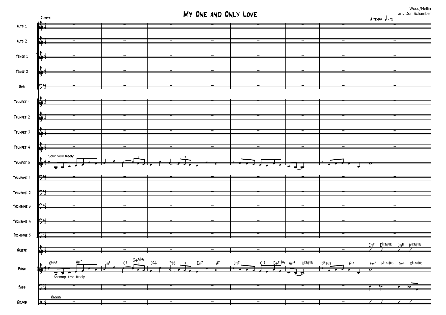 My One And Only Love — Big Band sheet music arranged by D.Schamber | Jazz Standard
