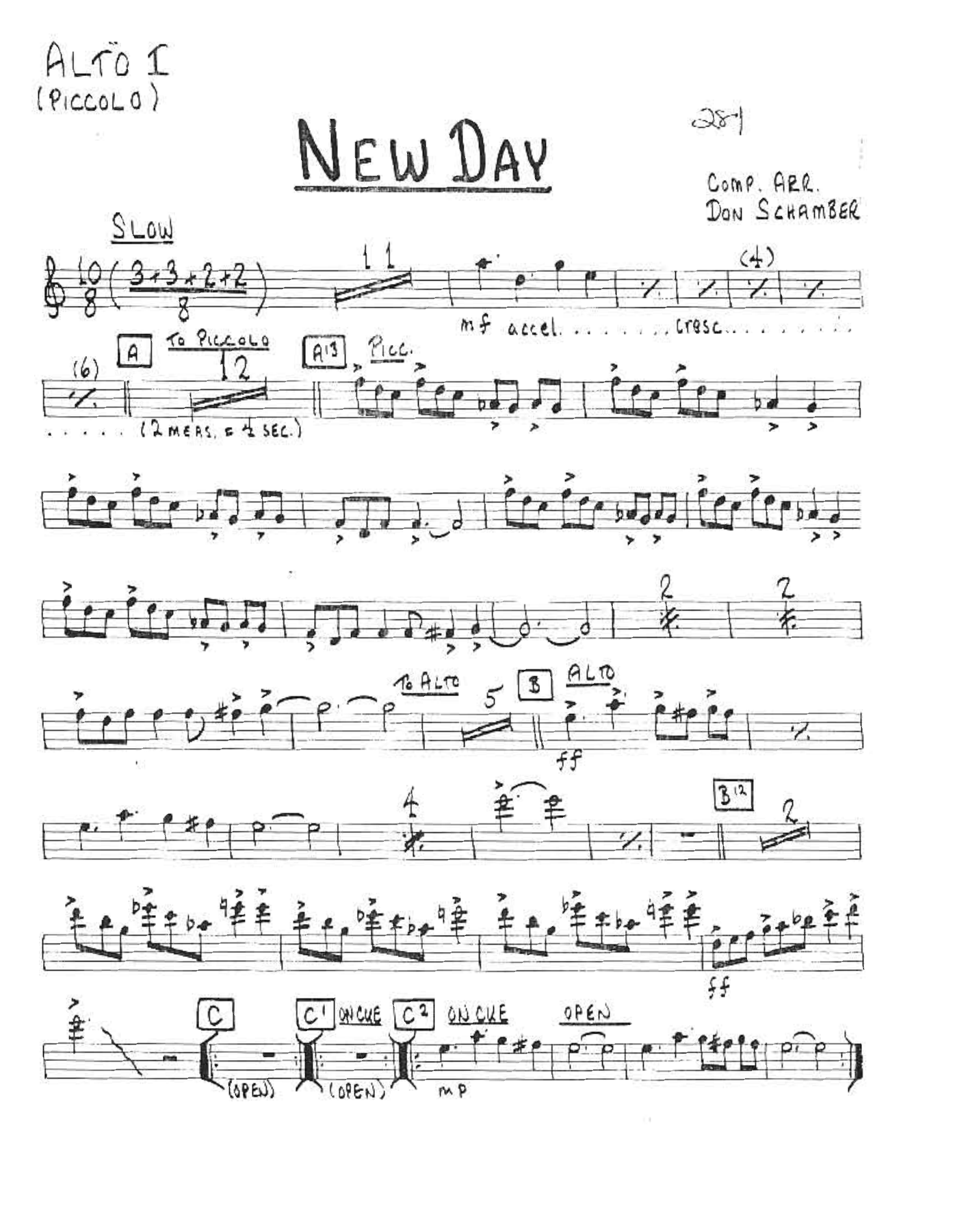 New Day — sheet music cover (first page)