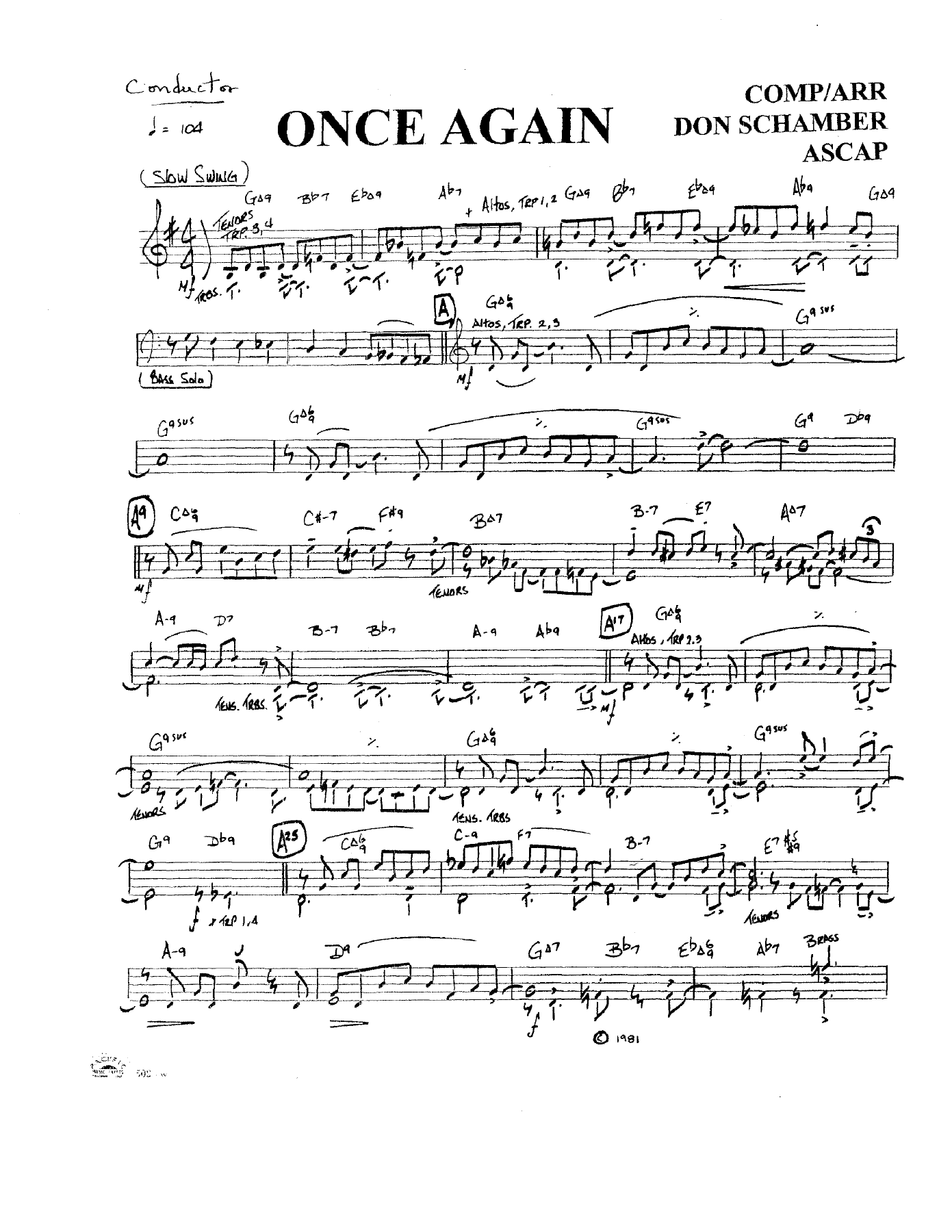 Once Again — sheet music cover (first page)