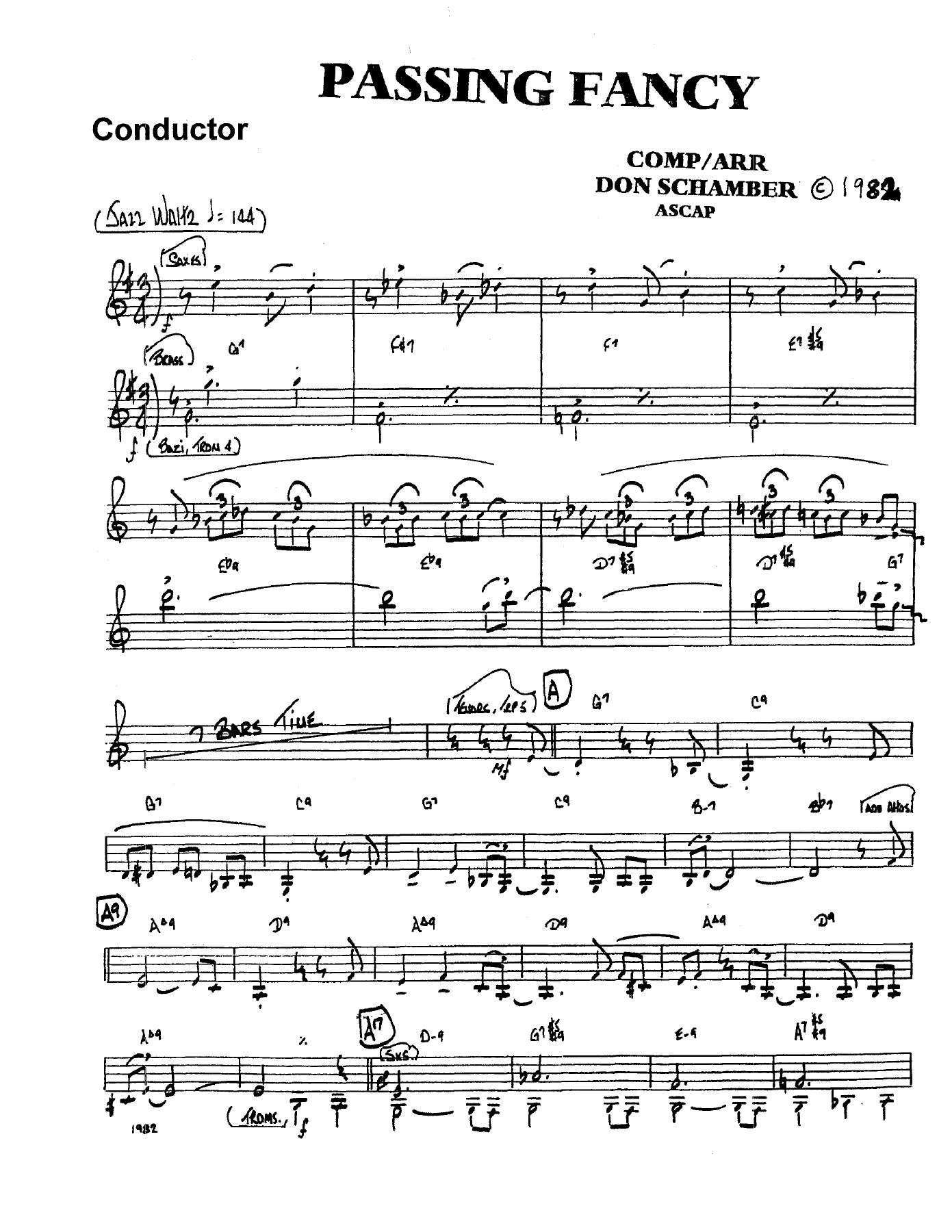 Passing Fancy — sheet music cover (first page)