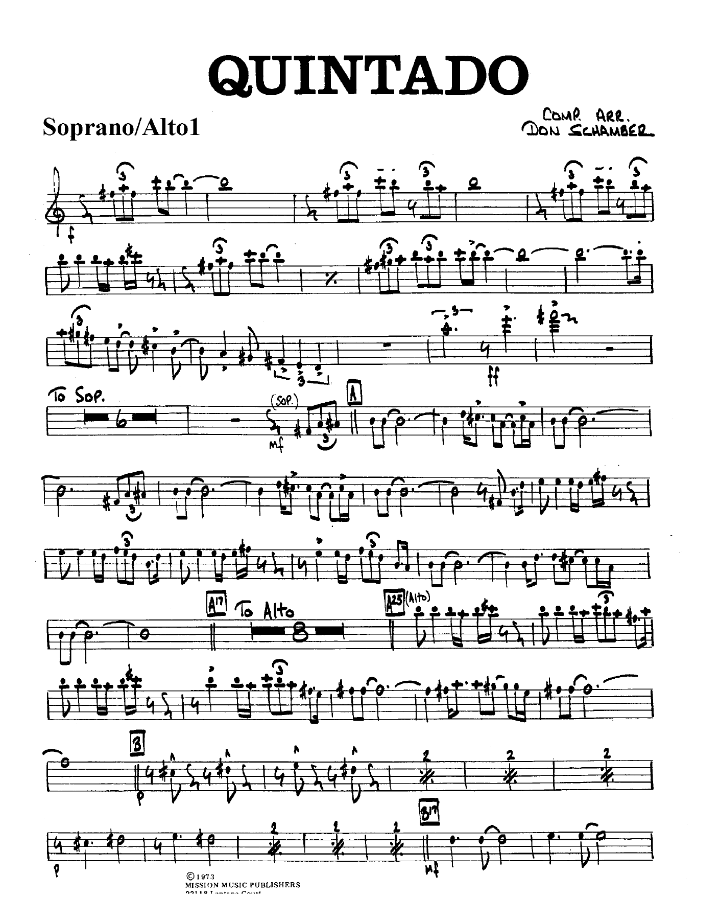 Quintado — sheet music cover (first page)