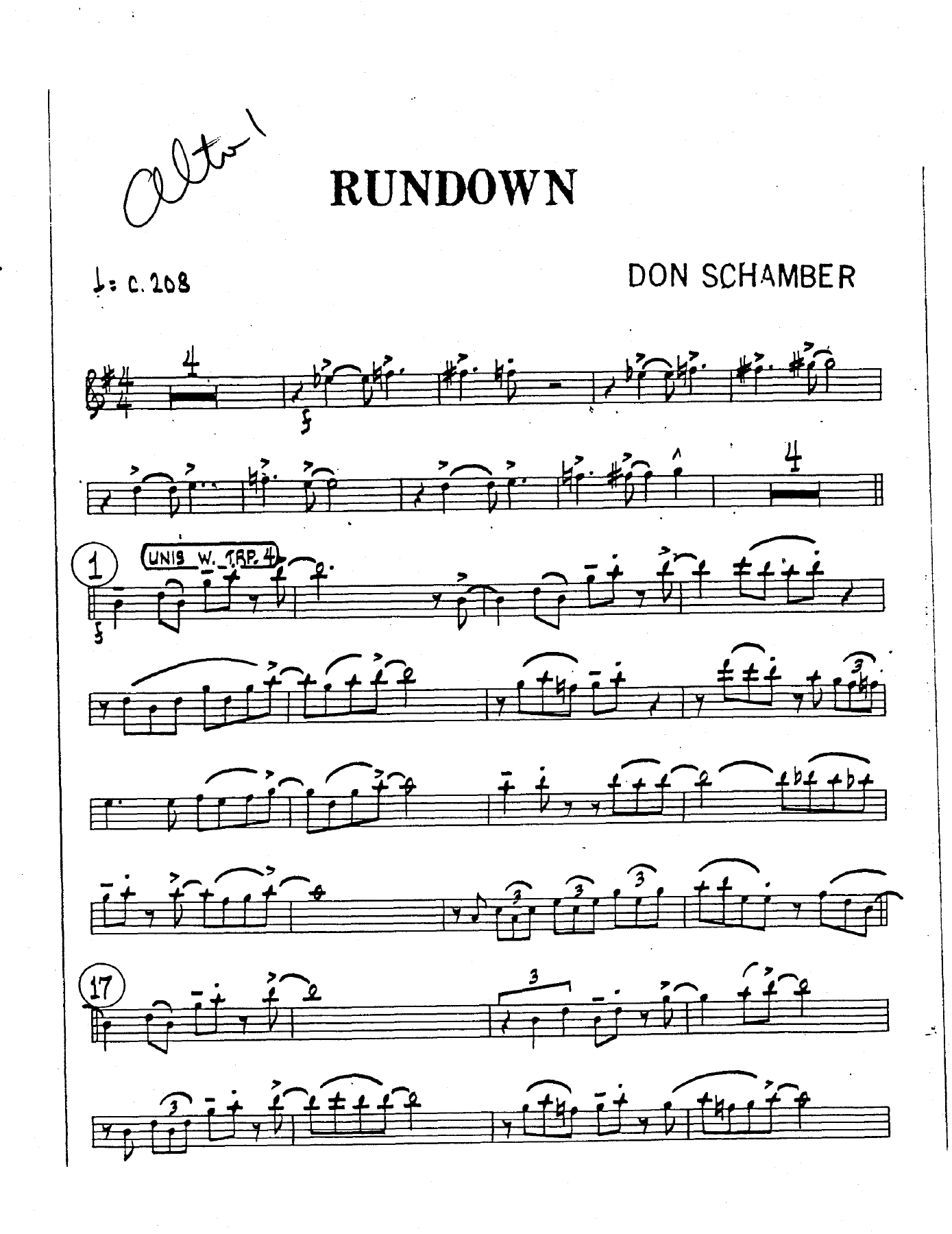 Rundown — sheet music cover (first page)