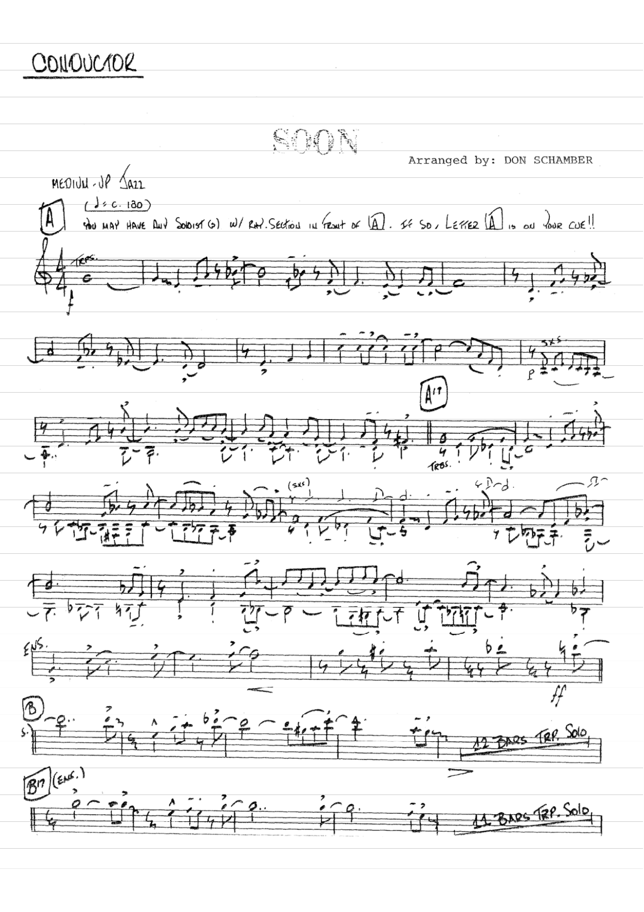 Soon — Big Band sheet music arranged by D.Schamber | Jazz Standard