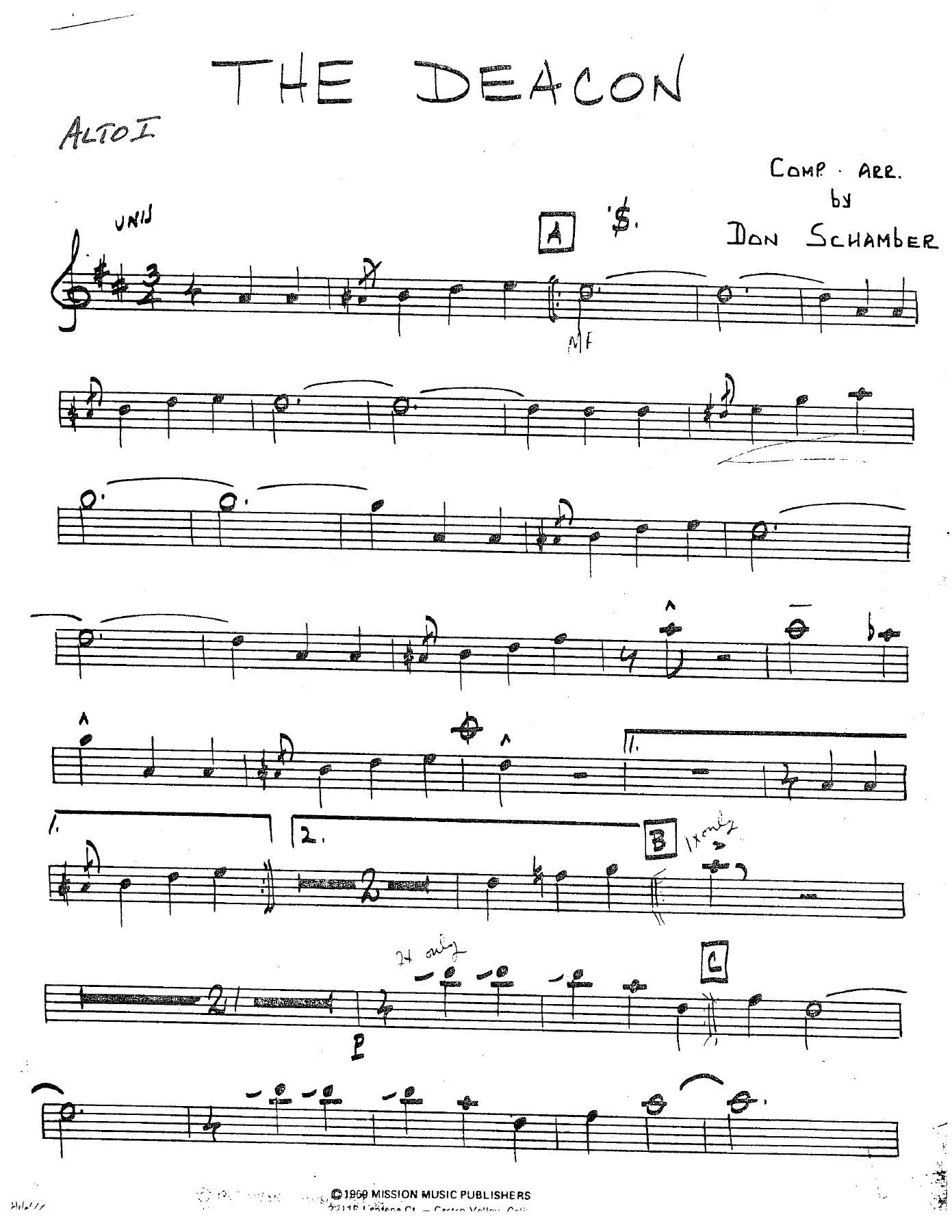 The Deacon — sheet music cover (first page)