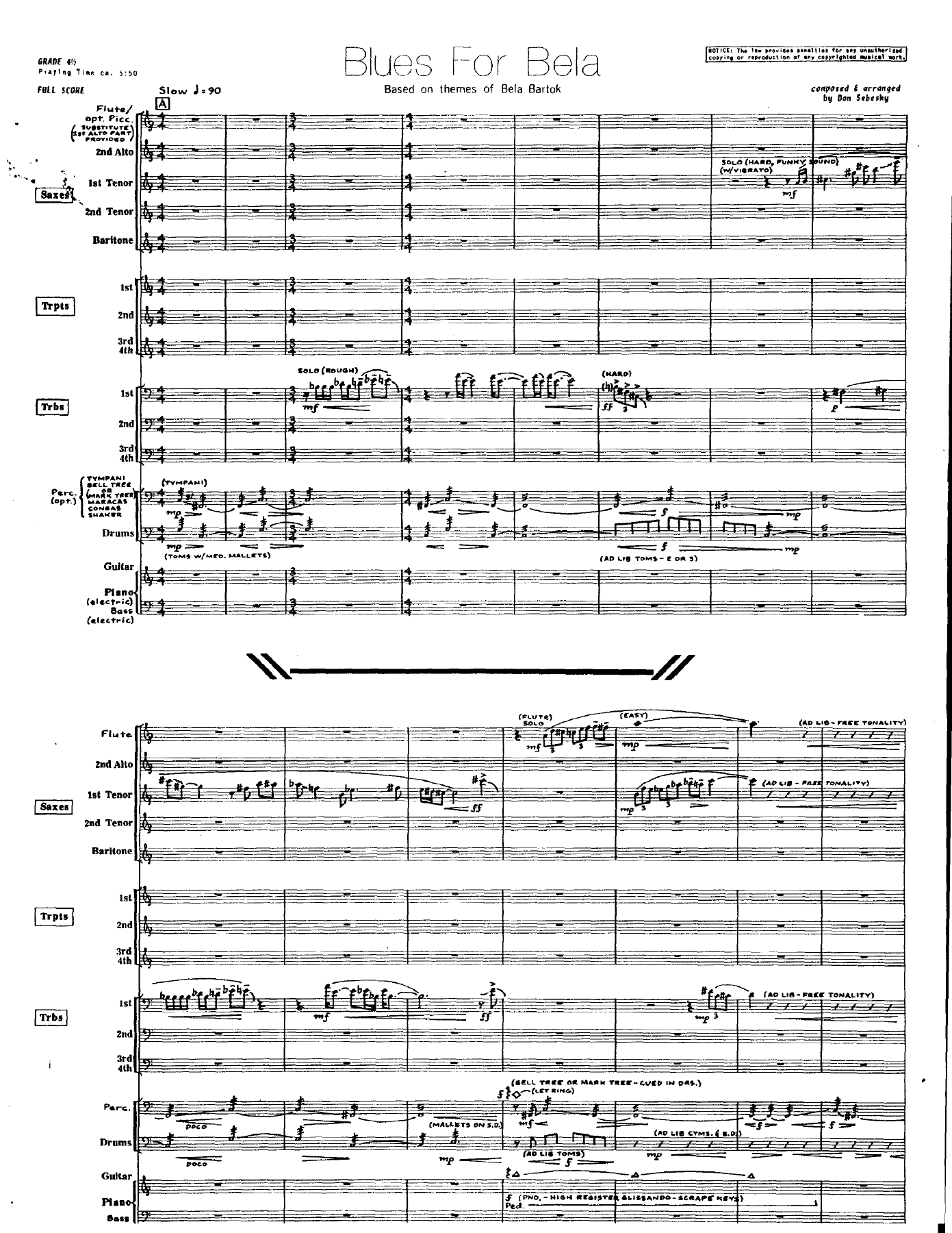 Blues For Bela — Big Band sheet music arranged by D.Sebesky | Jazz Standard