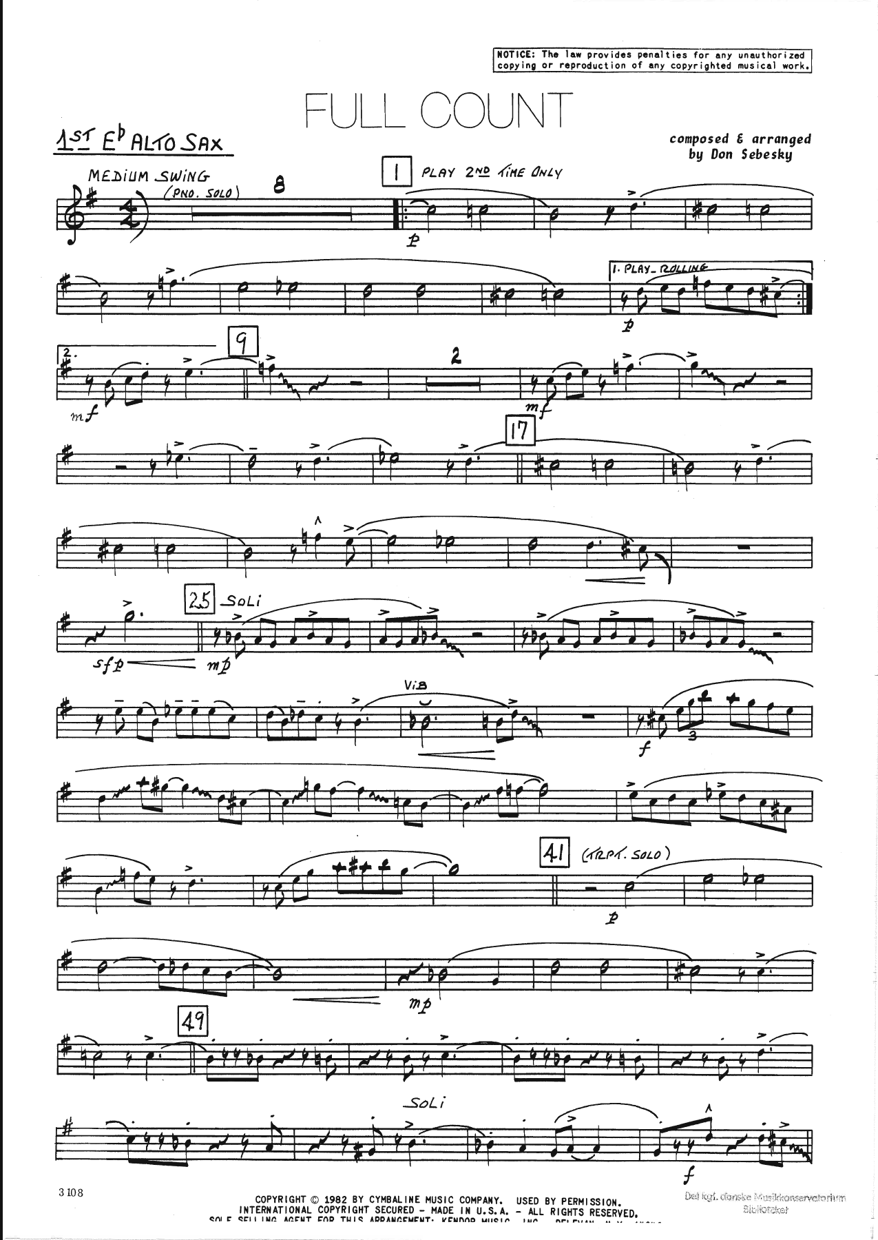 Full Count — sheet music cover (first page)