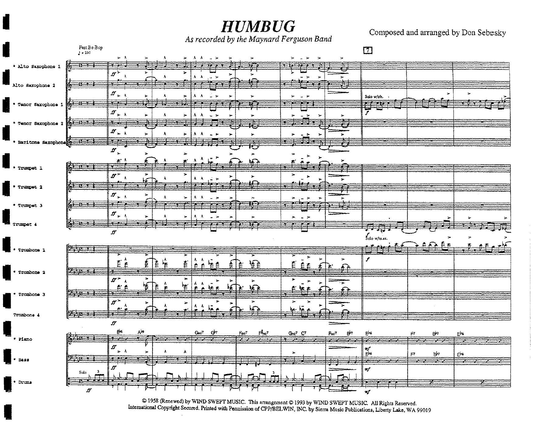 Humbug (D.Sebesky) M.Ferguson MP3 — Big Band sheet music arranged by Don Sebesky | Jazz Standard