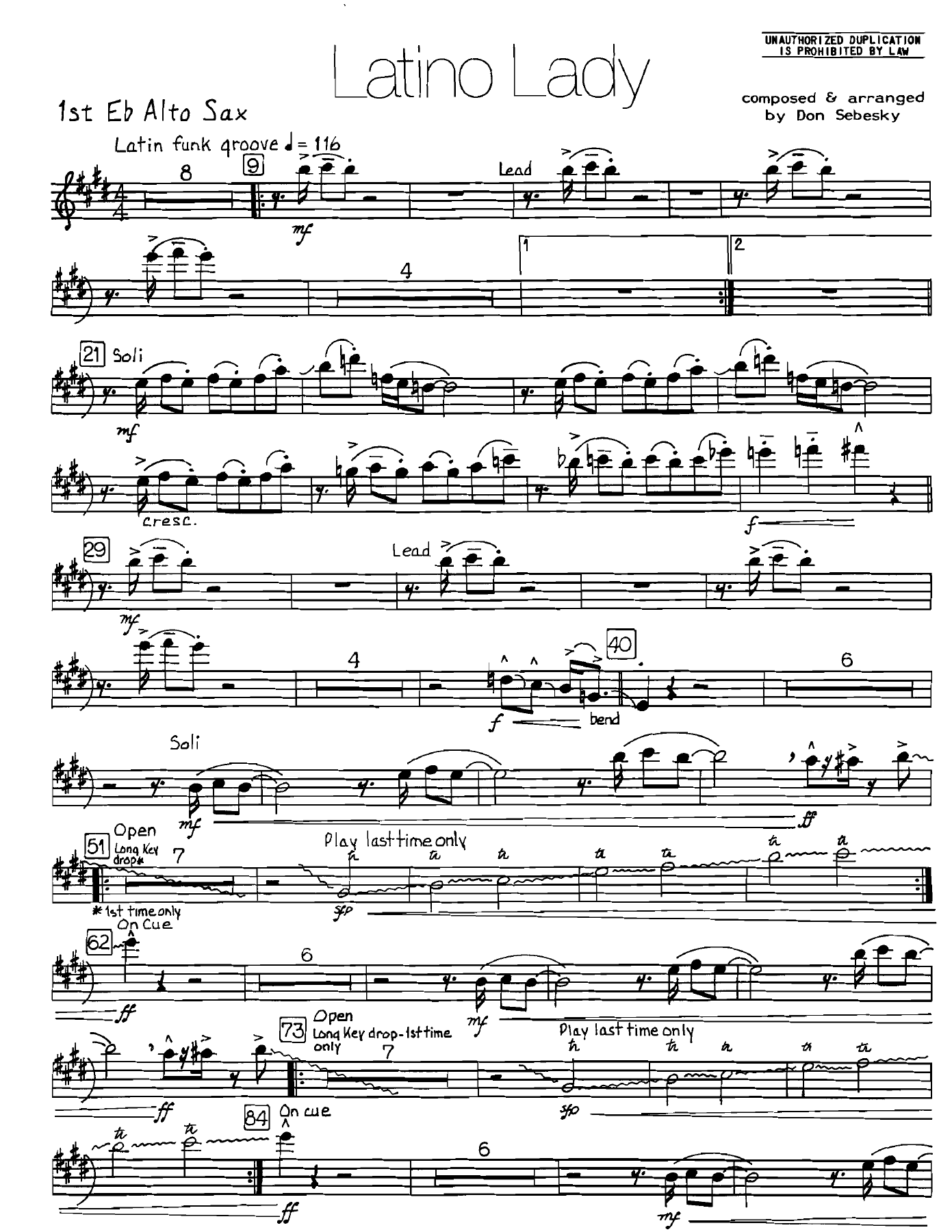 Latino Lady — Big Band sheet music arranged by D.Sebesky | Jazz Standard