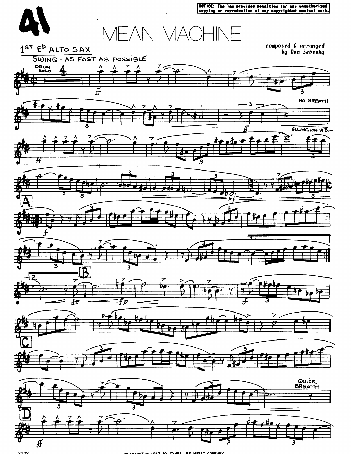 Mean Machine — sheet music cover (first page)