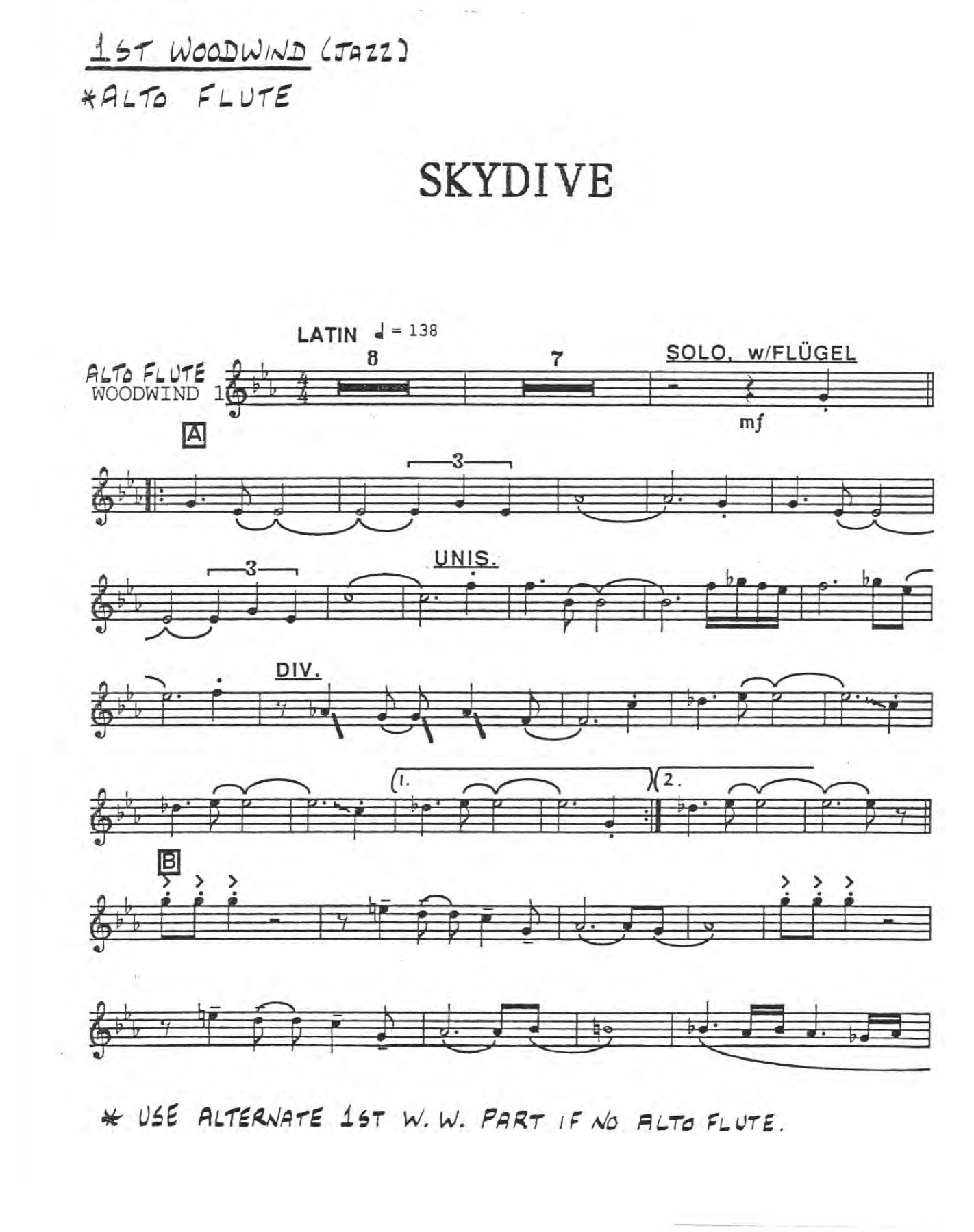 Skydive — sheet music cover (first page)