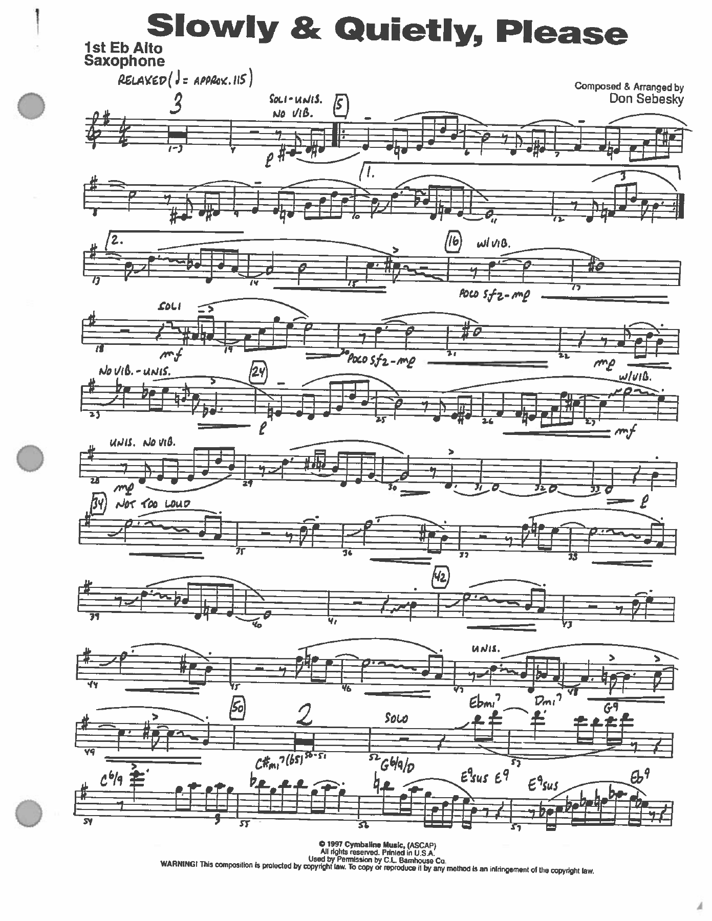 Slowly & Quietly, Please — sheet music cover (first page)
