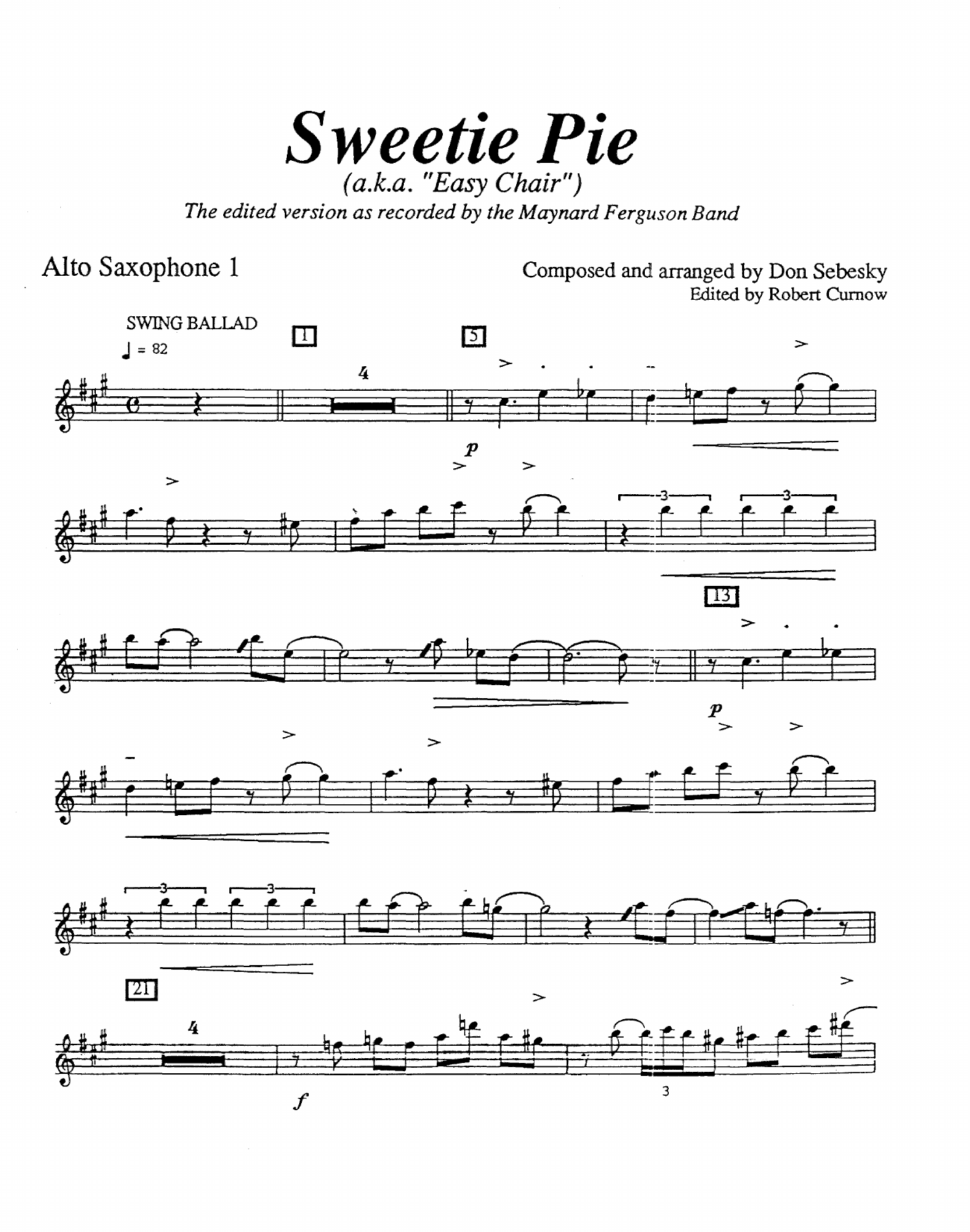Sweetie Pie — Big Band sheet music arranged by D.Sebesky | Jazz Standard