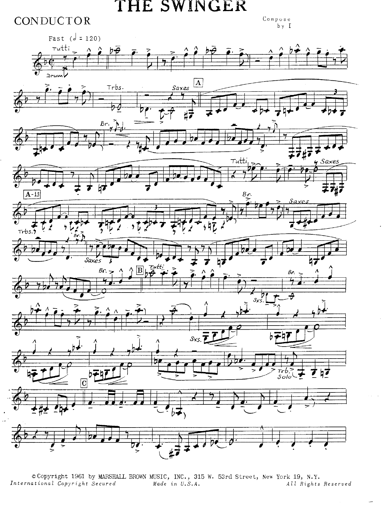 The Swinger — sheet music cover (first page)