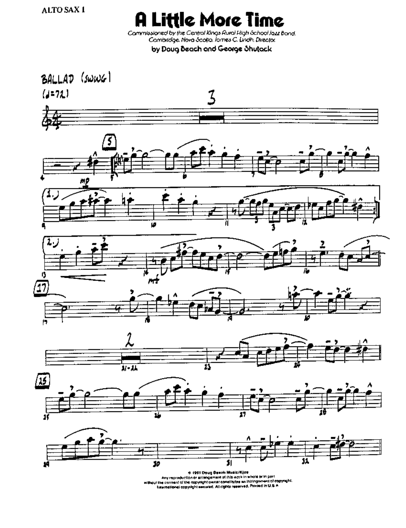 A Little More Time — sheet music cover (first page)