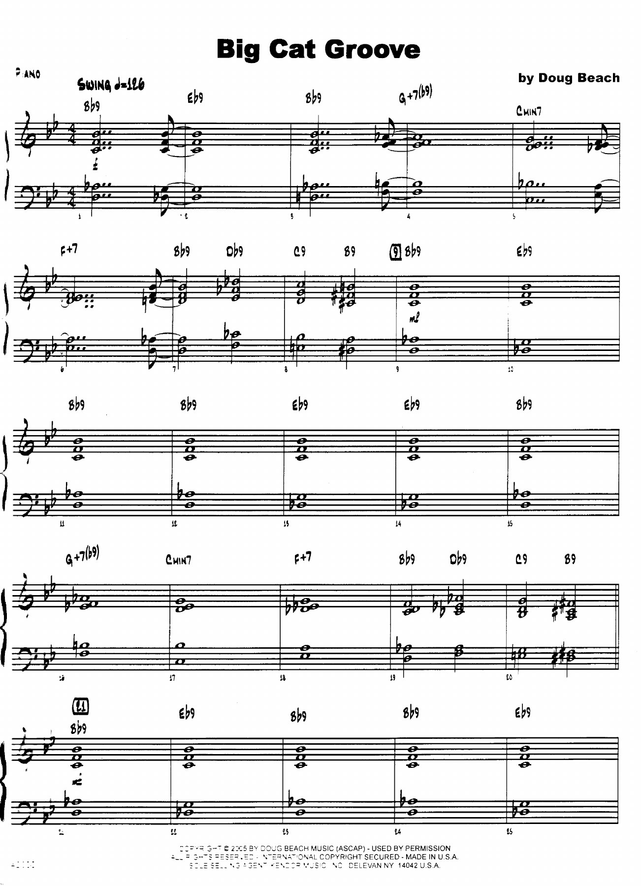 Big Cat Groove — sheet music cover (first page)