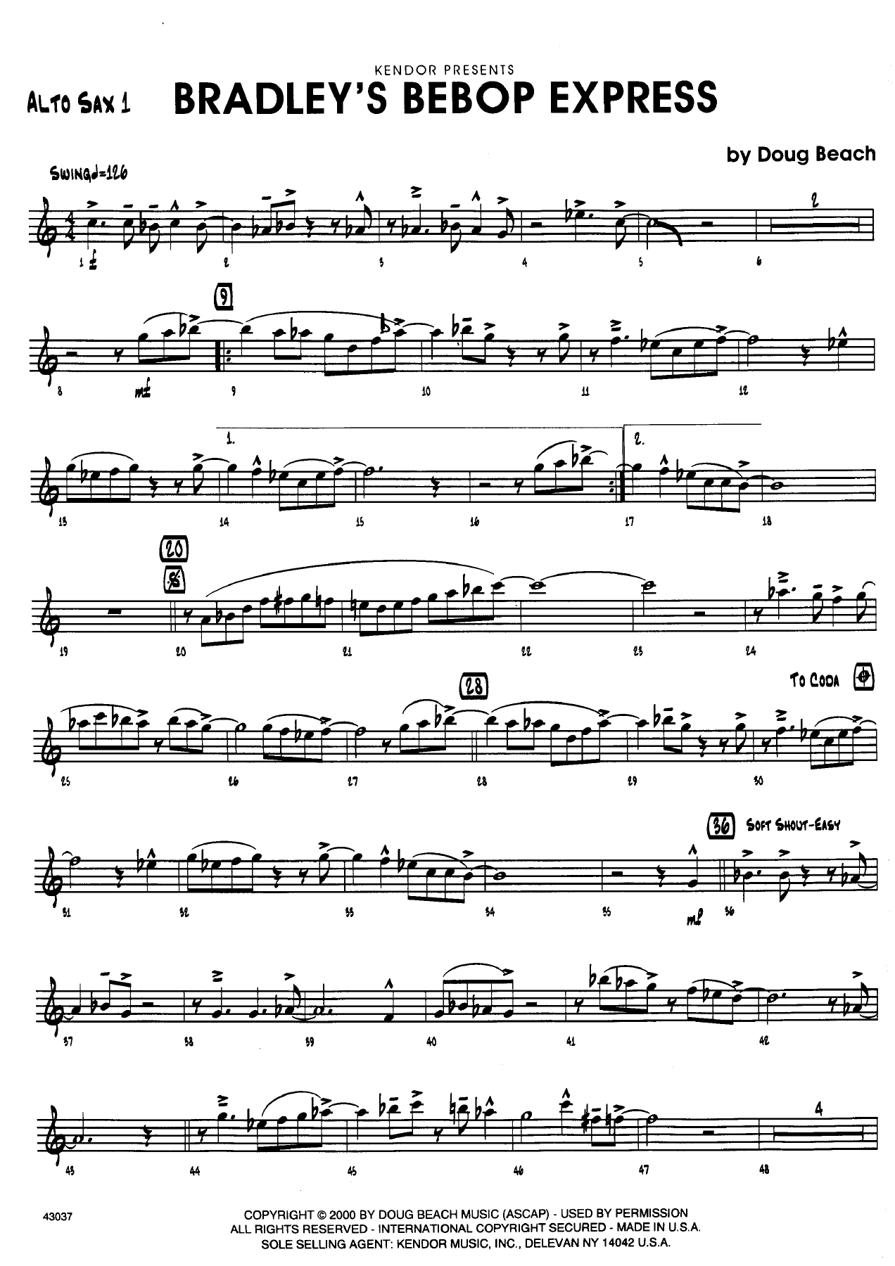Bradley's Bebop Express — sheet music cover (first page)