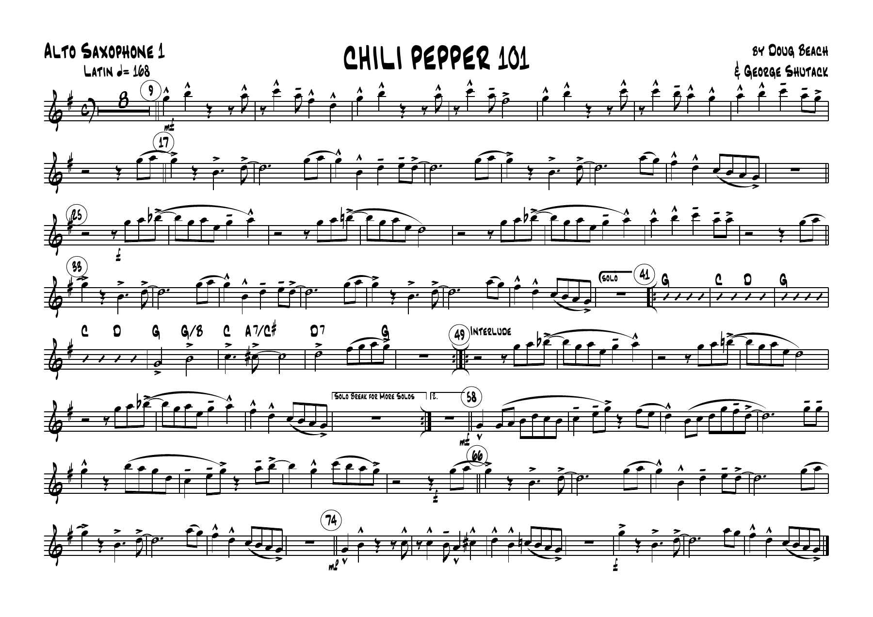 Chili Pepper 101 — Big Band sheet music arranged by D.Beach | Jazz Standard