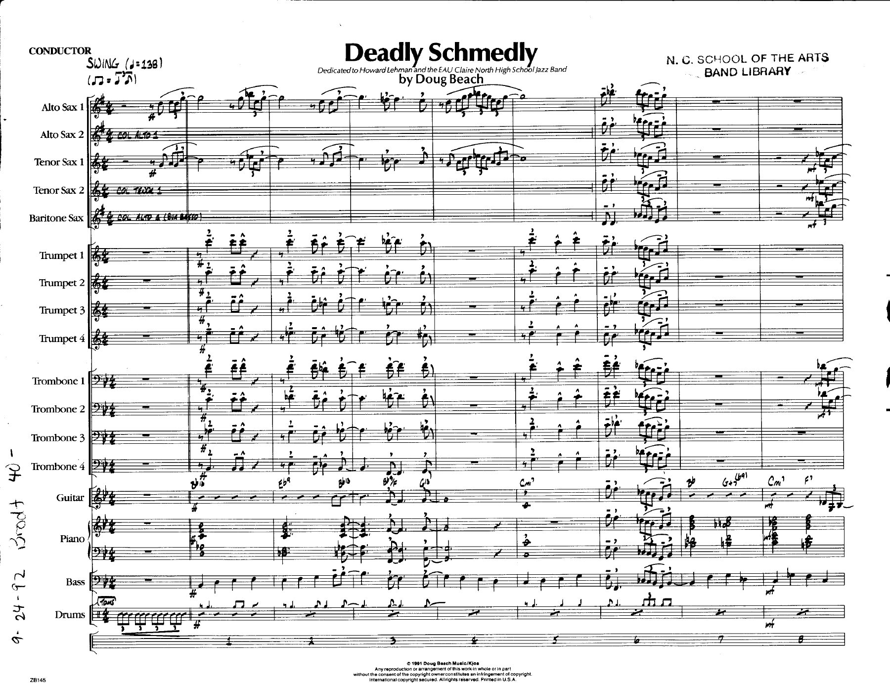 Deadly Schmedly — sheet music cover (first page)