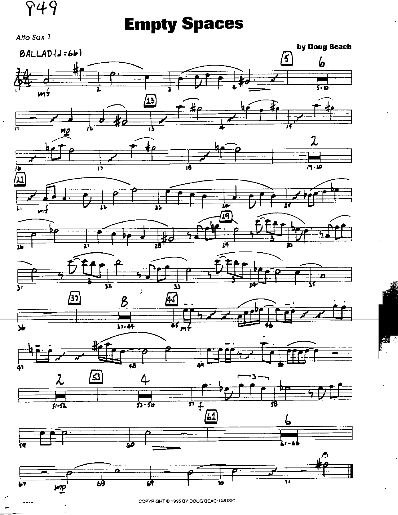 Empty Spaces — sheet music cover (first page)