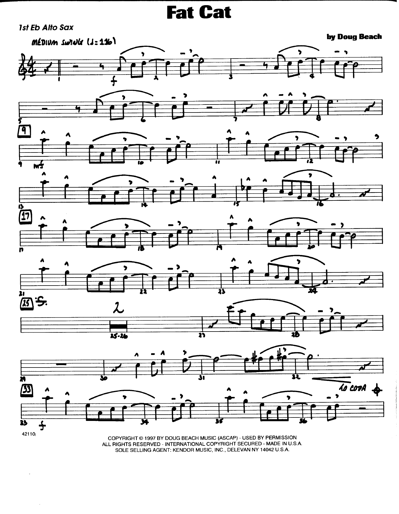 Fat Cat — sheet music cover (first page)