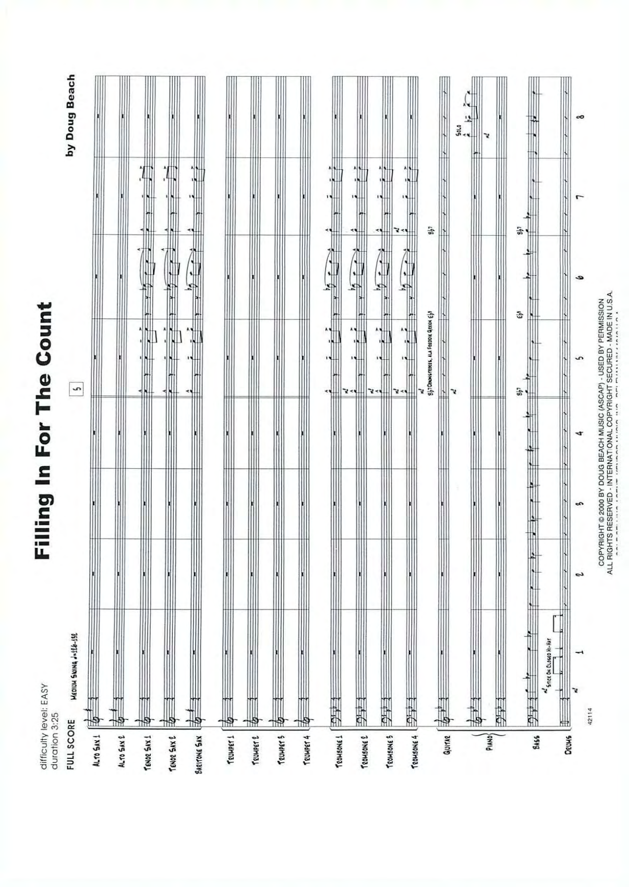 Filling In For The Count — sheet music cover (first page)