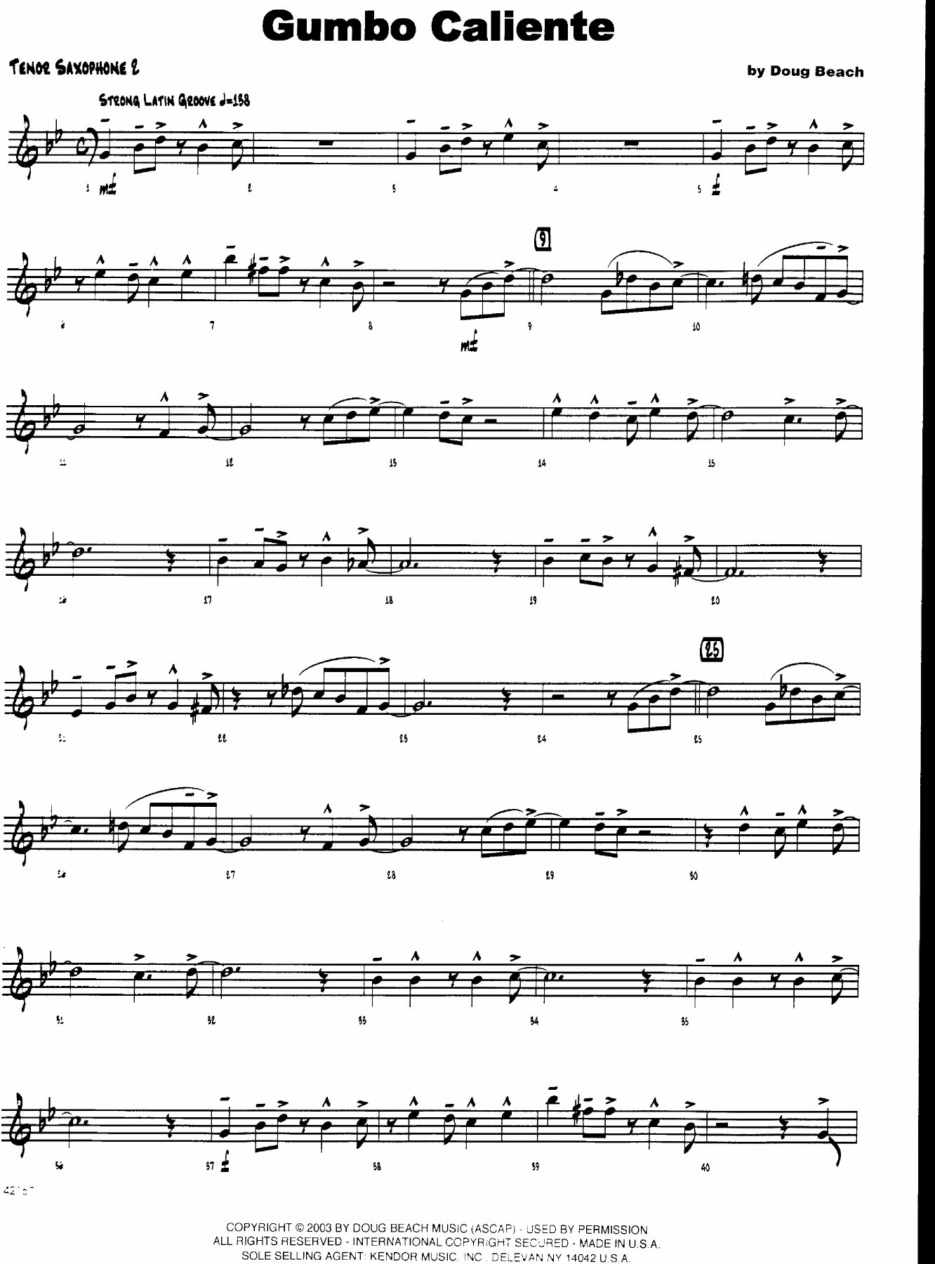 Gumbo Caliente — sheet music cover (first page)