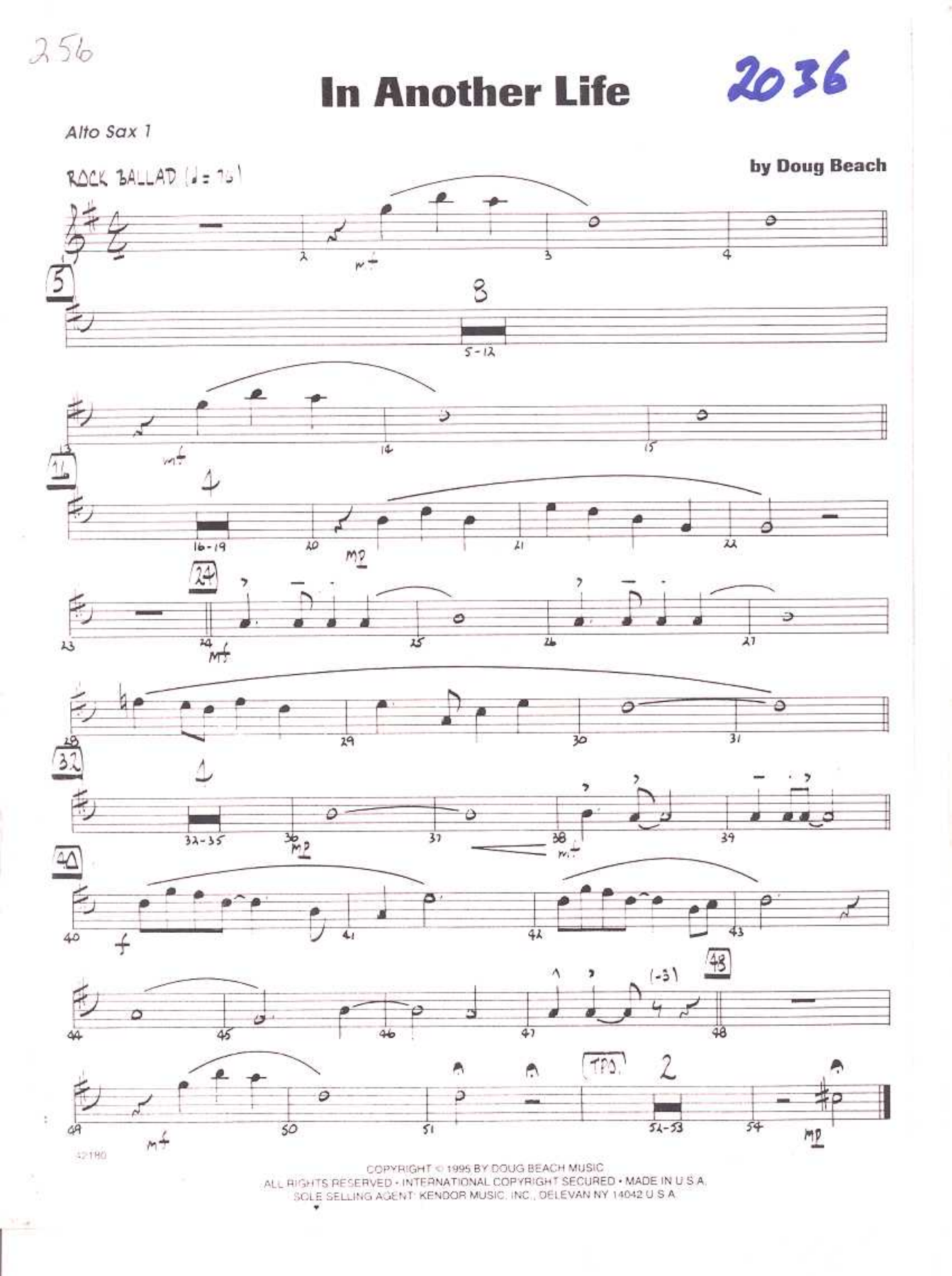 In Another Life — Big Band sheet music arranged by D.Beach | Jazz Standard